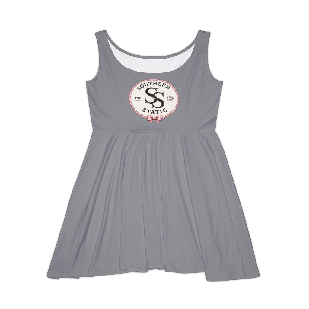 Southern Static Logo Skater Dress — Women's Grey AOP Casual Sundress