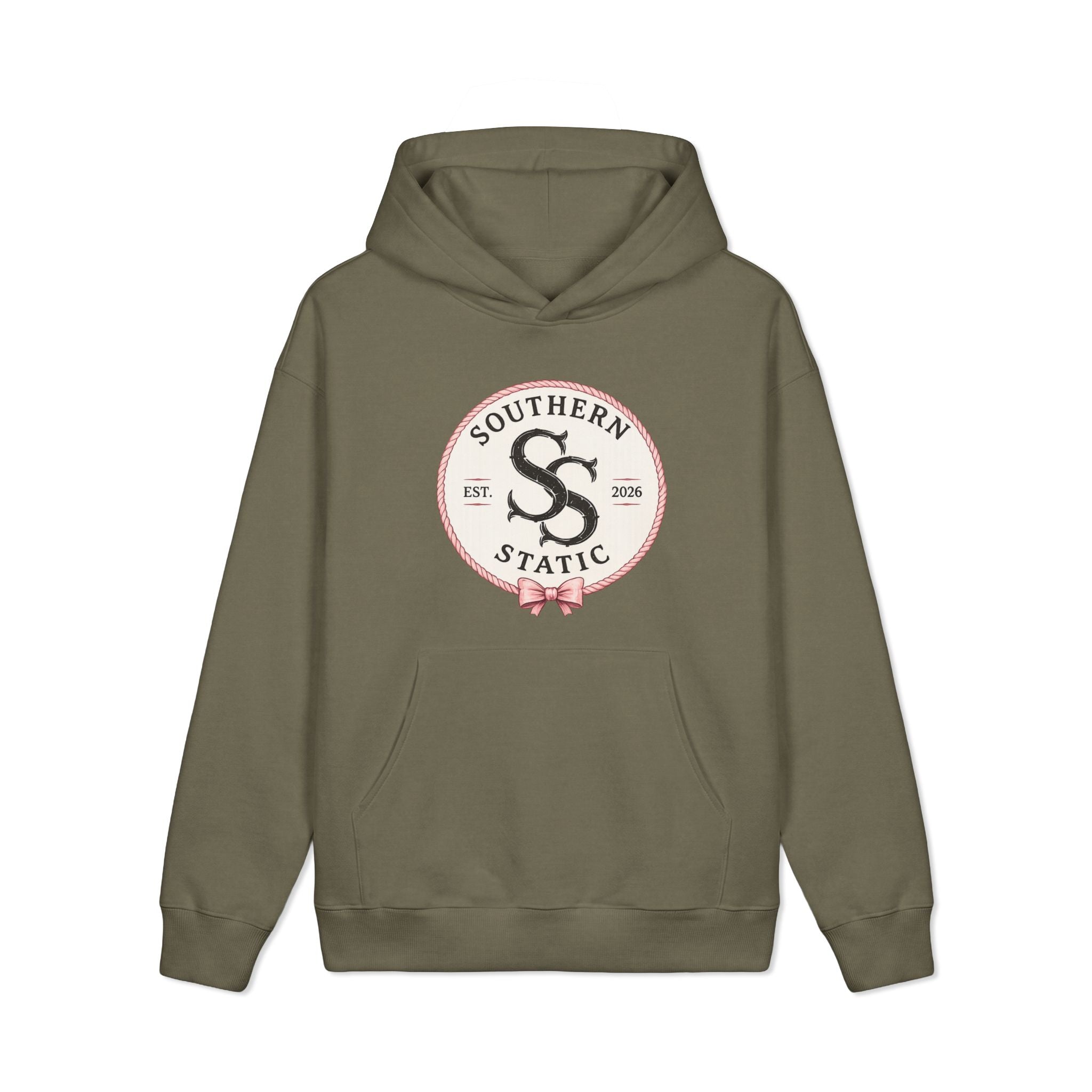 Southern Static Logo Hoodie — Vintage Circle Emblem Pullover