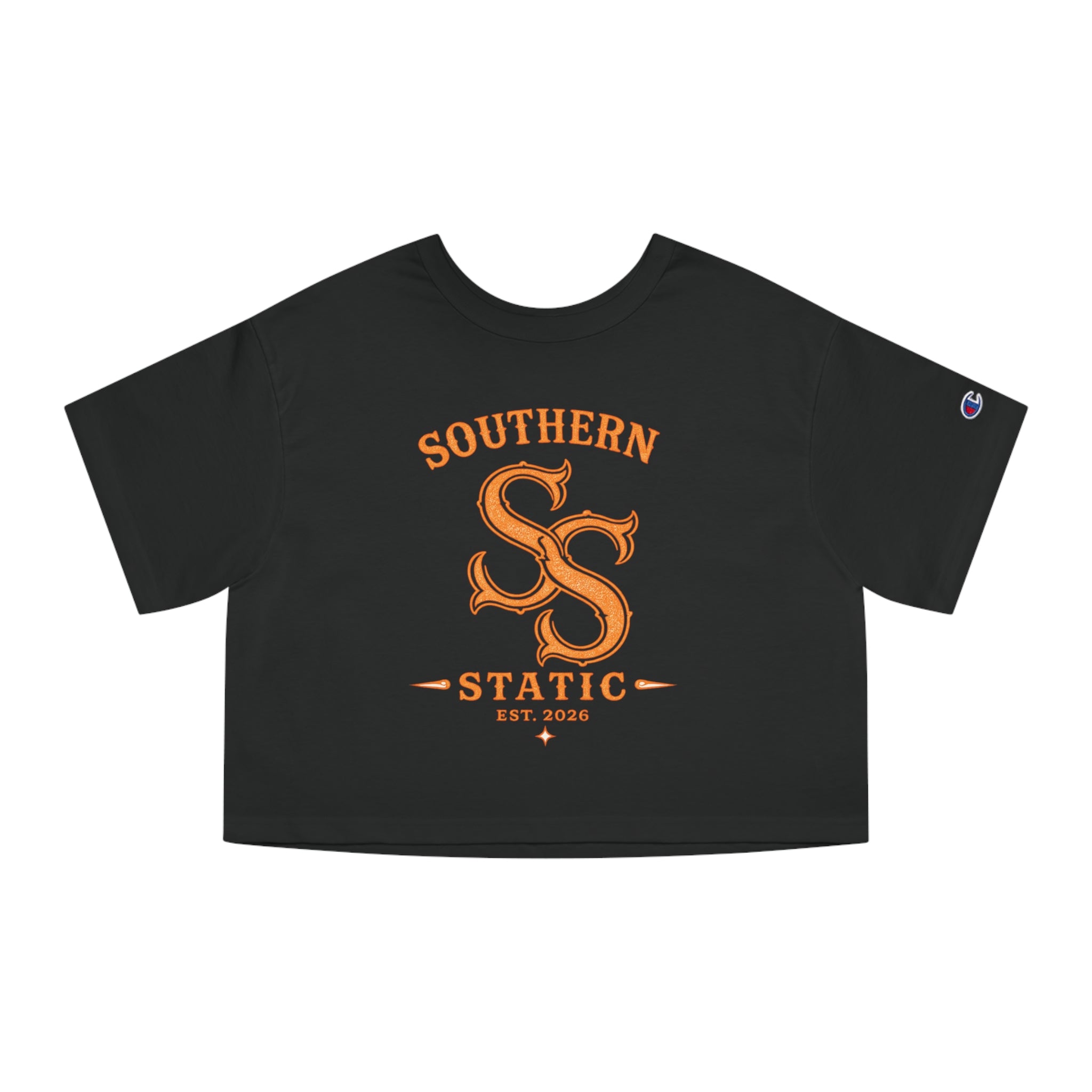 Southern Static Cropped T-Shirt — Vintage Collegiate Logo