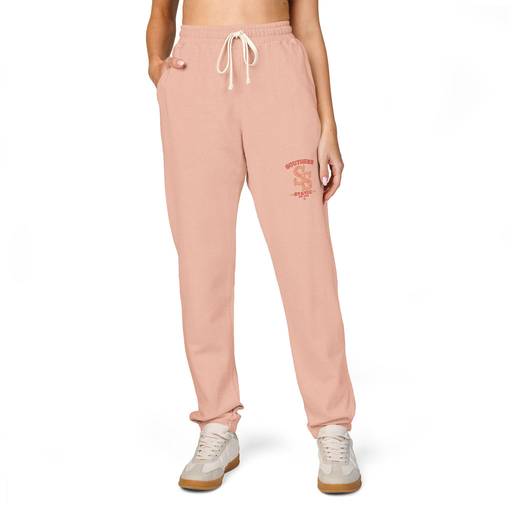 Embroidered Floral Snake Sweatpants — Garment-Dyed Fleece Joggers