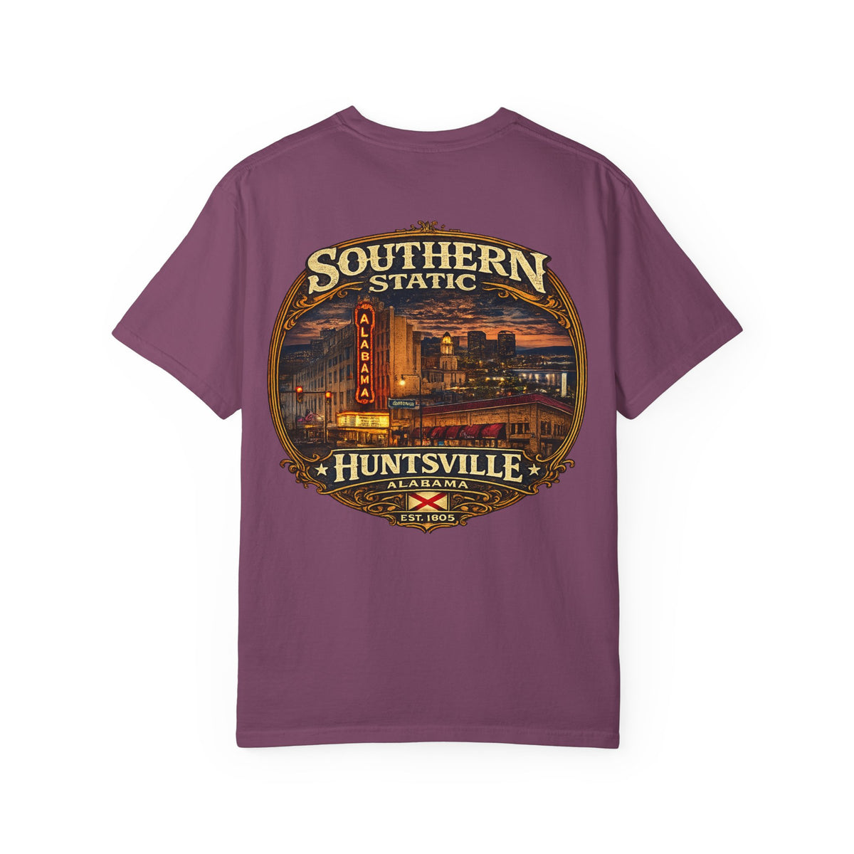 Huntsville Alabama Southern Static T-Shirt — Vintage City Skyline Tee