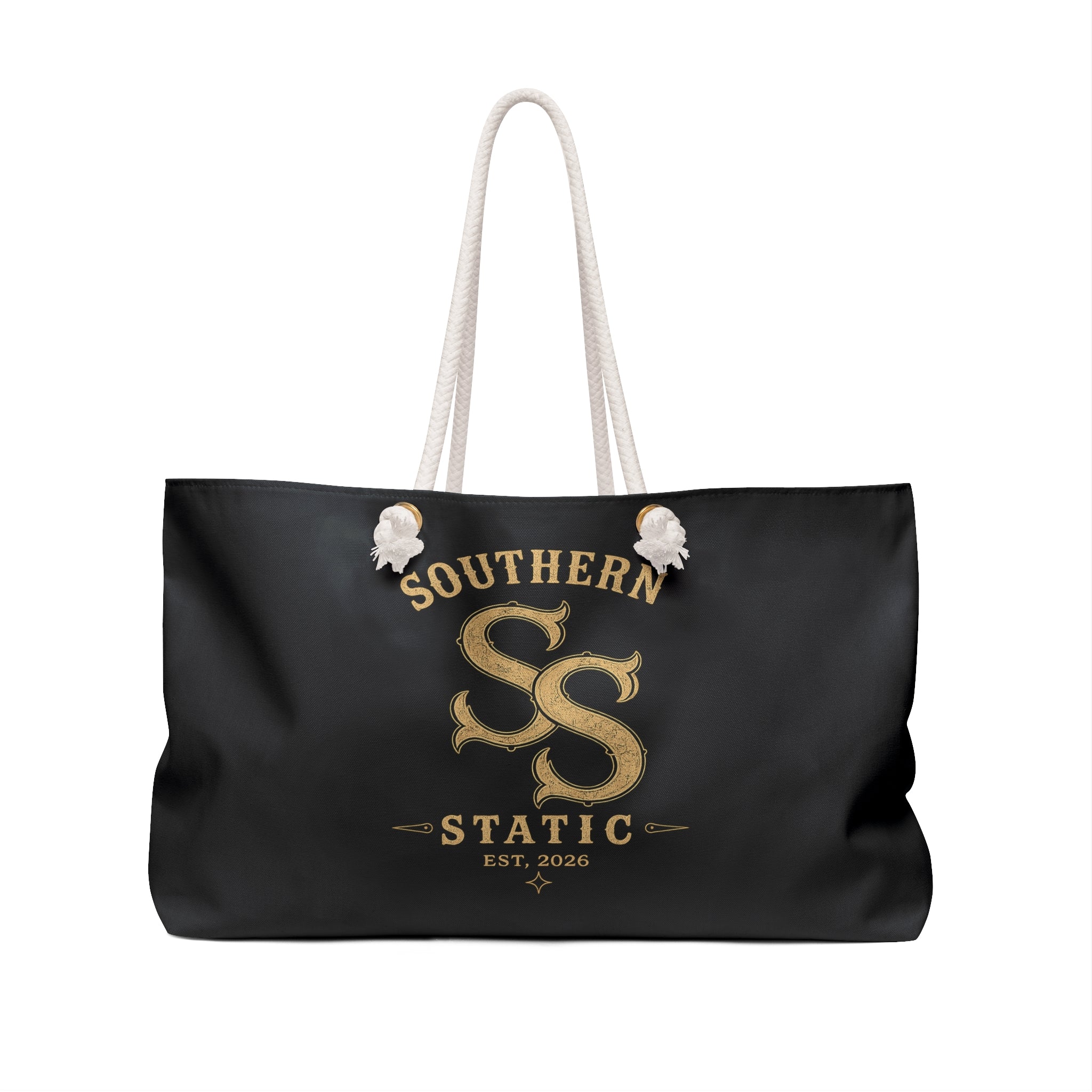 Southern Static Weekender Bag — Vintage Gold Logo Travel Tote