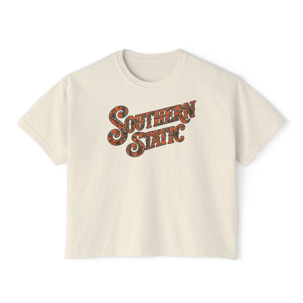 Southern State Boxy Tee — Retro Camo Women’s Crop T-Shirt