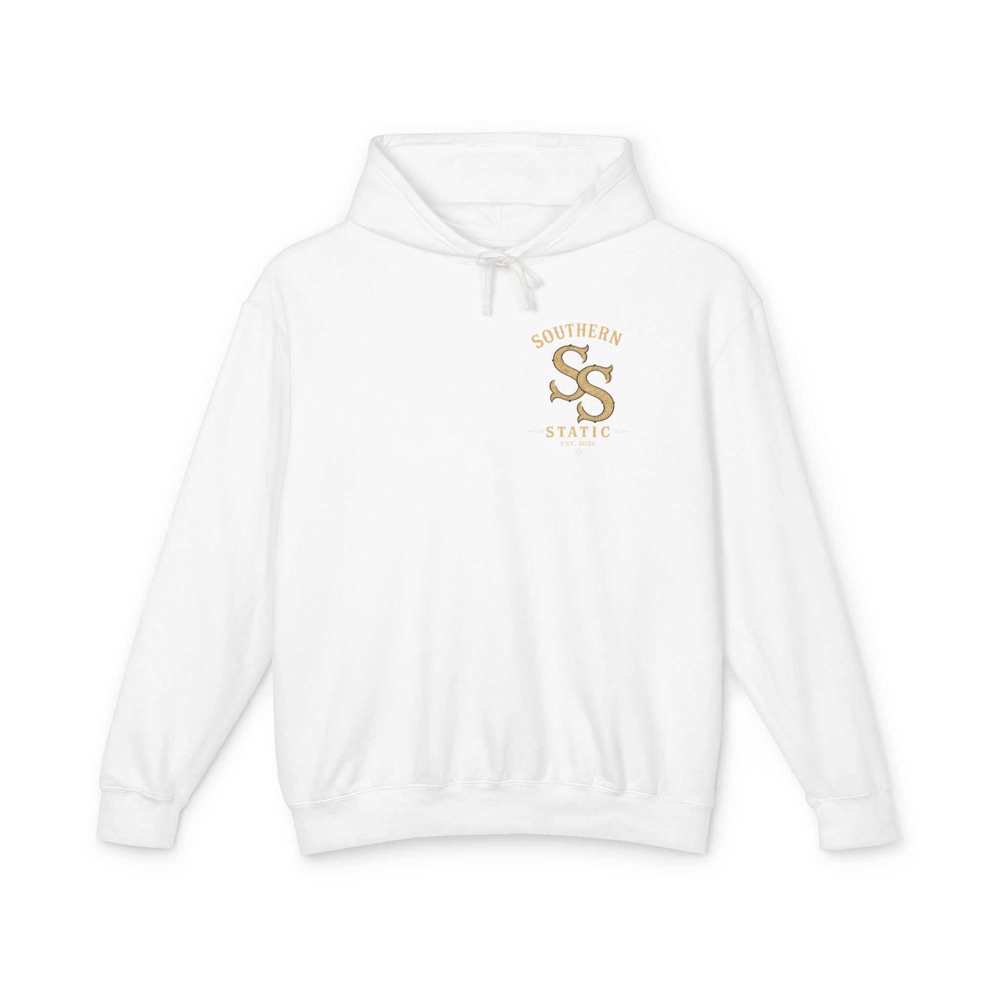 Southern Static Vintage Deer Logo Hoodie — Lightweight Cream Pullover