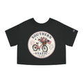 Women’s Southern Static Bicycle Crop Tee — "Southern Static" Vintage Floral Patriotic Bike Graphic