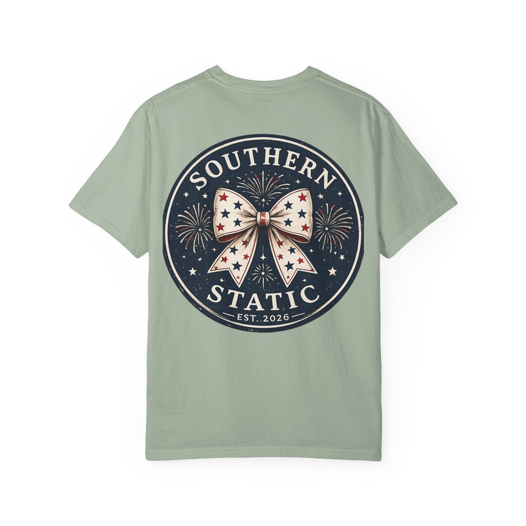 Women’s Southern Static Graphic T-Shirt — Patriotic Bow Logo Tee