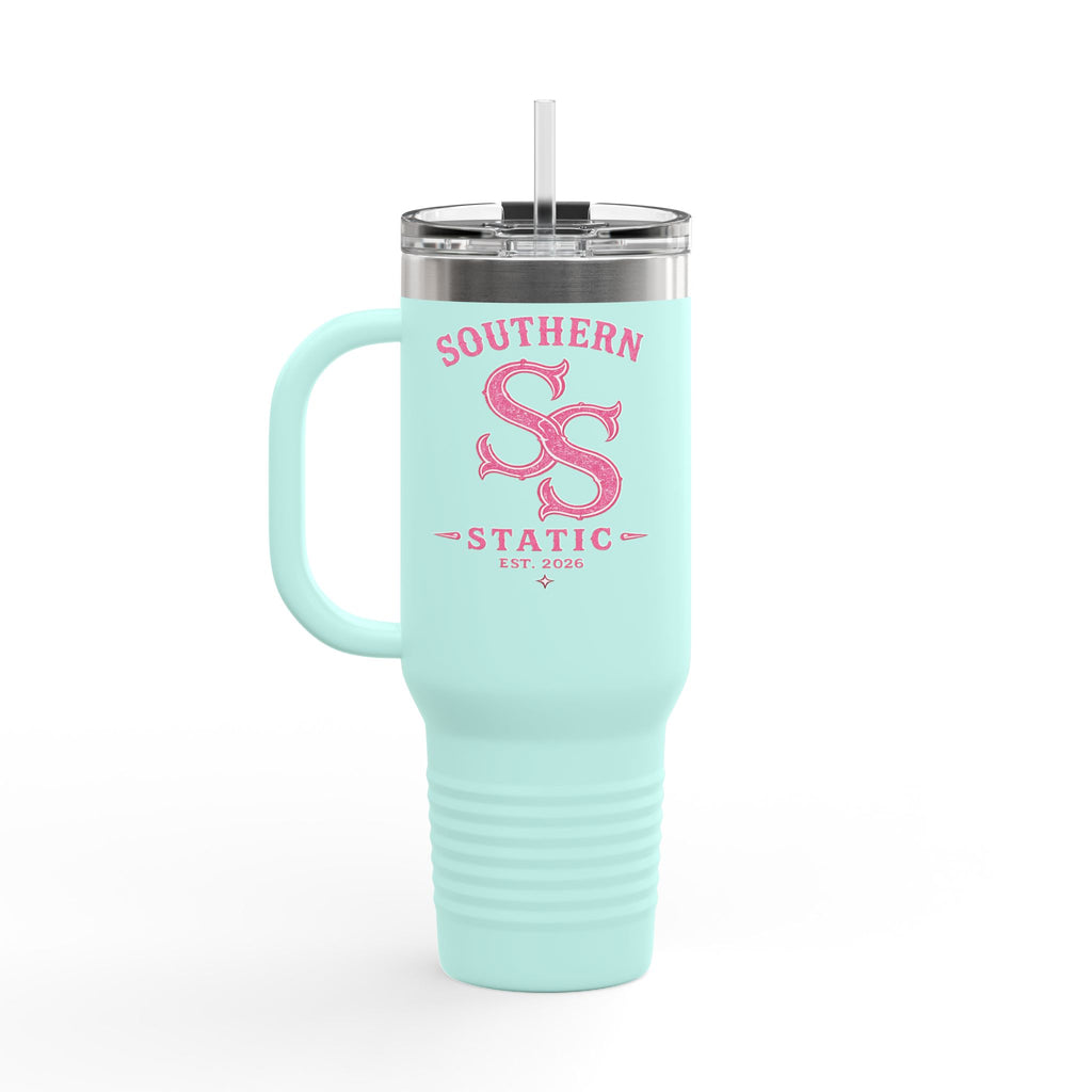 40oz Insulated Travel Mug — Southern Static Pink Logo
