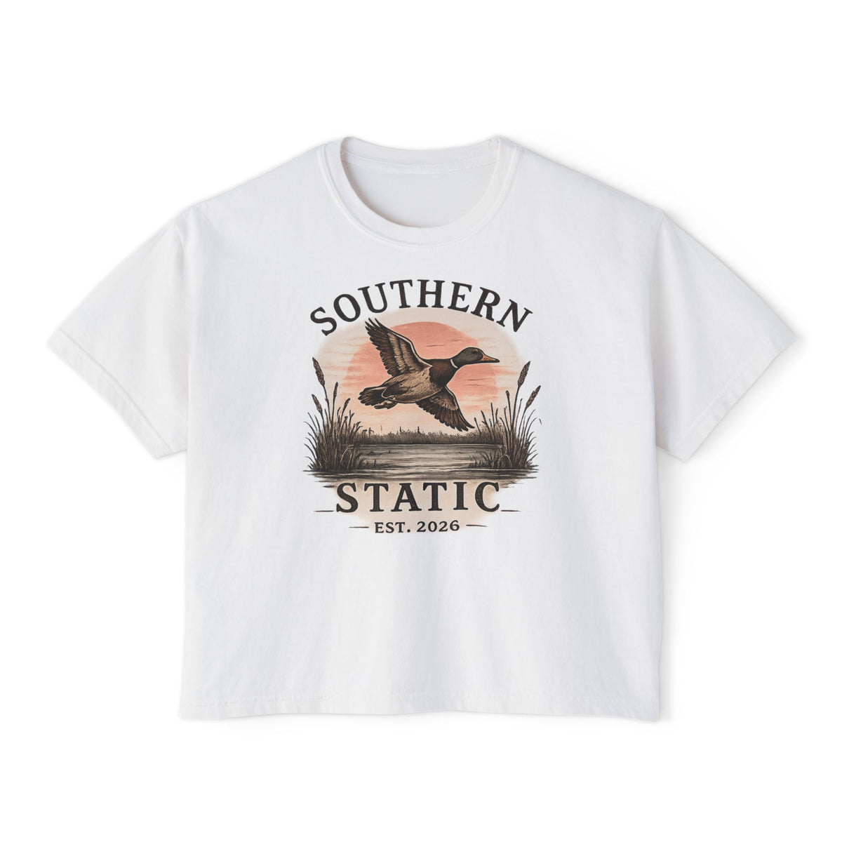 Southern Static Duck Tee — Women's Boxy Hunting Shirt