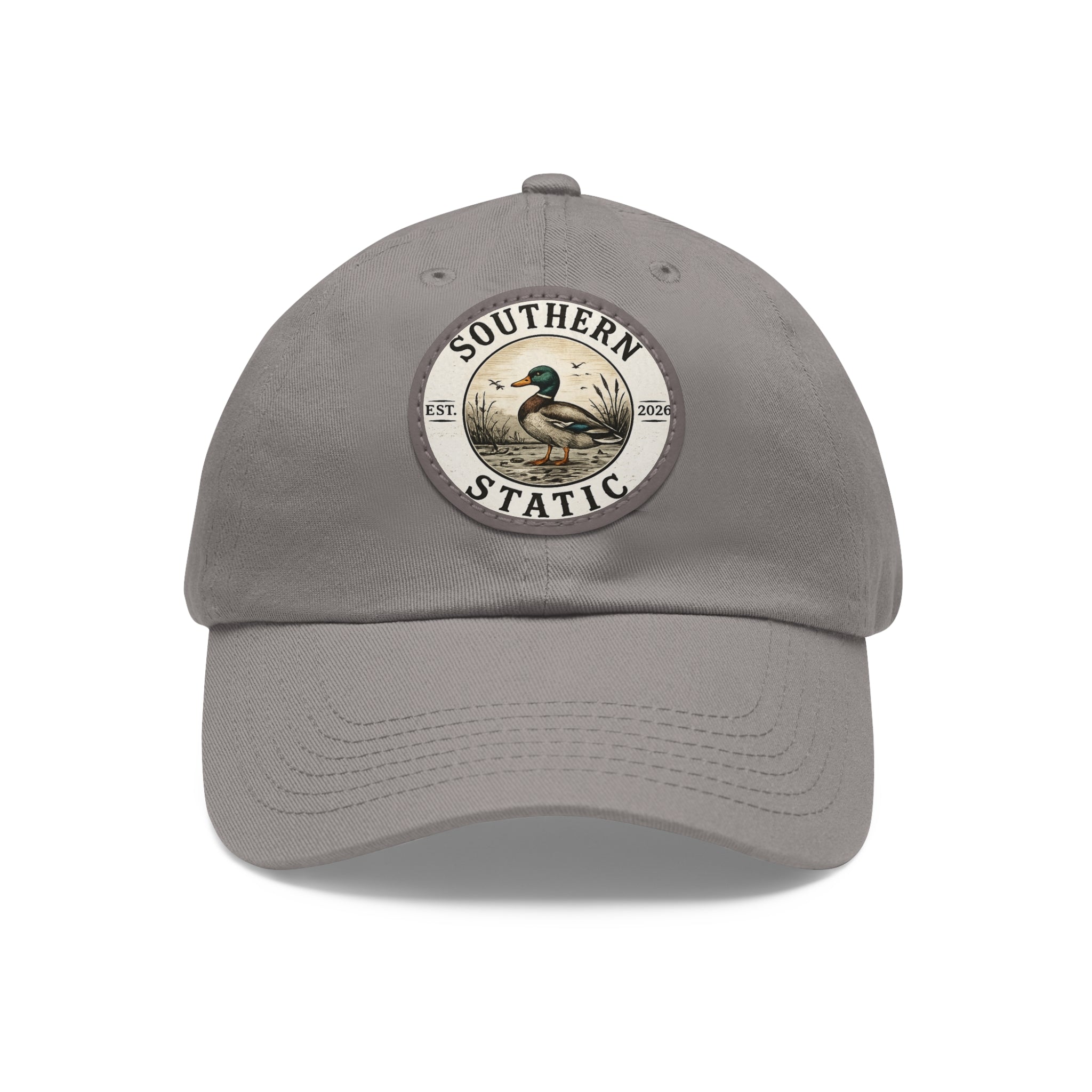 Duck Patch Dad Hat — Southern Statics Leather Round Patch Cap
