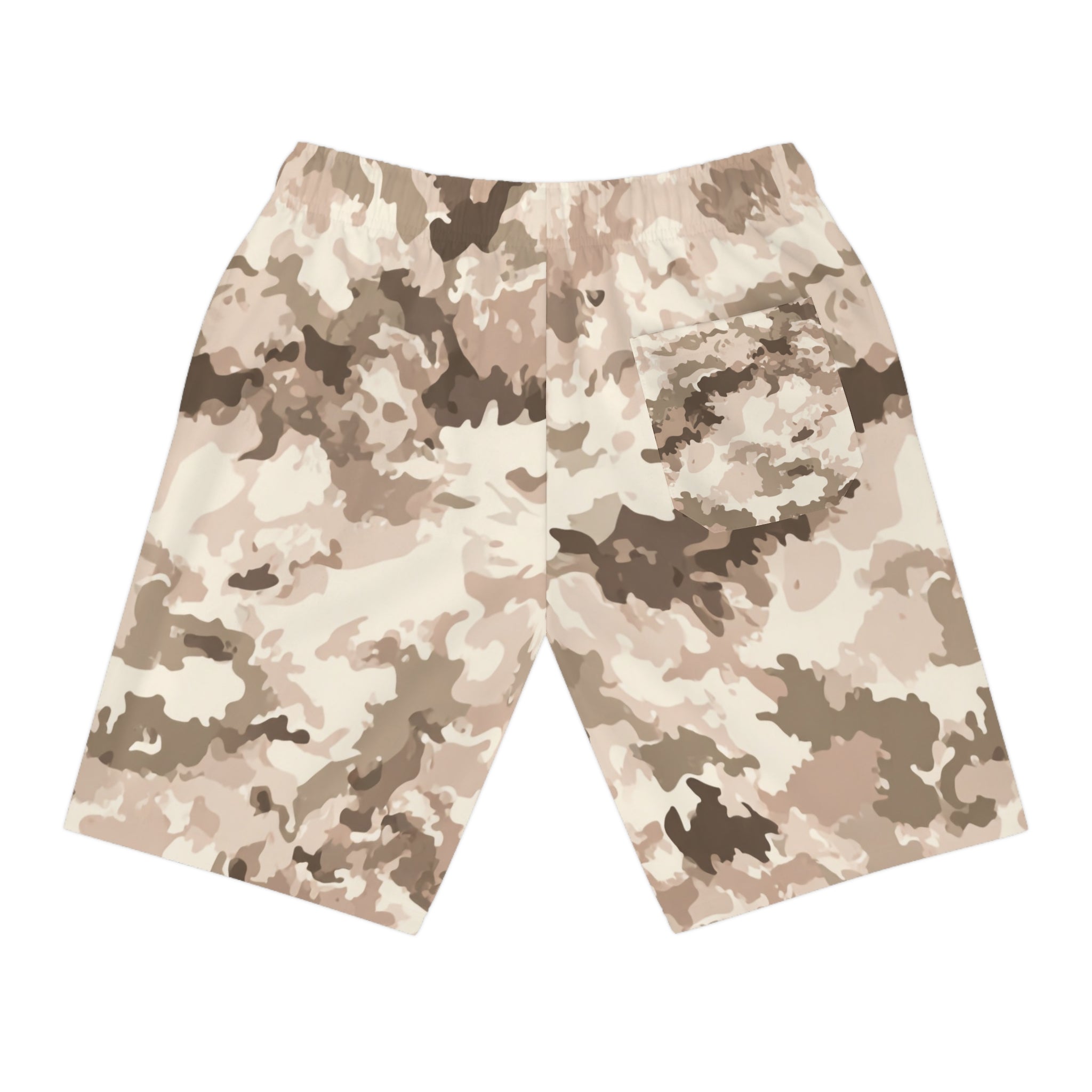 Camo Athletic Long Shorts — Desert Tan All-Over Print