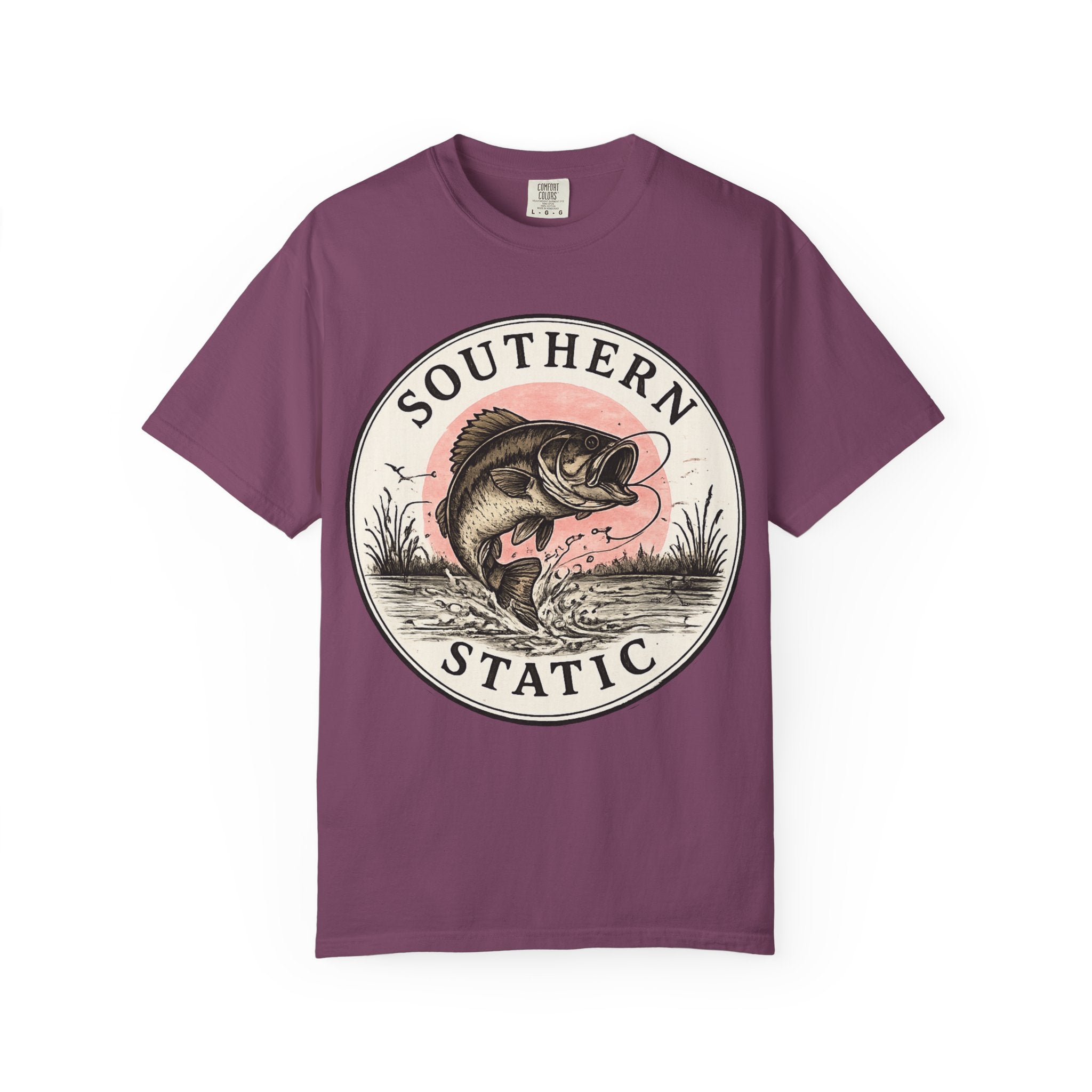 Bass Fishing Graphic T-Shirt — "Southern Static" Vintage Pond Logo