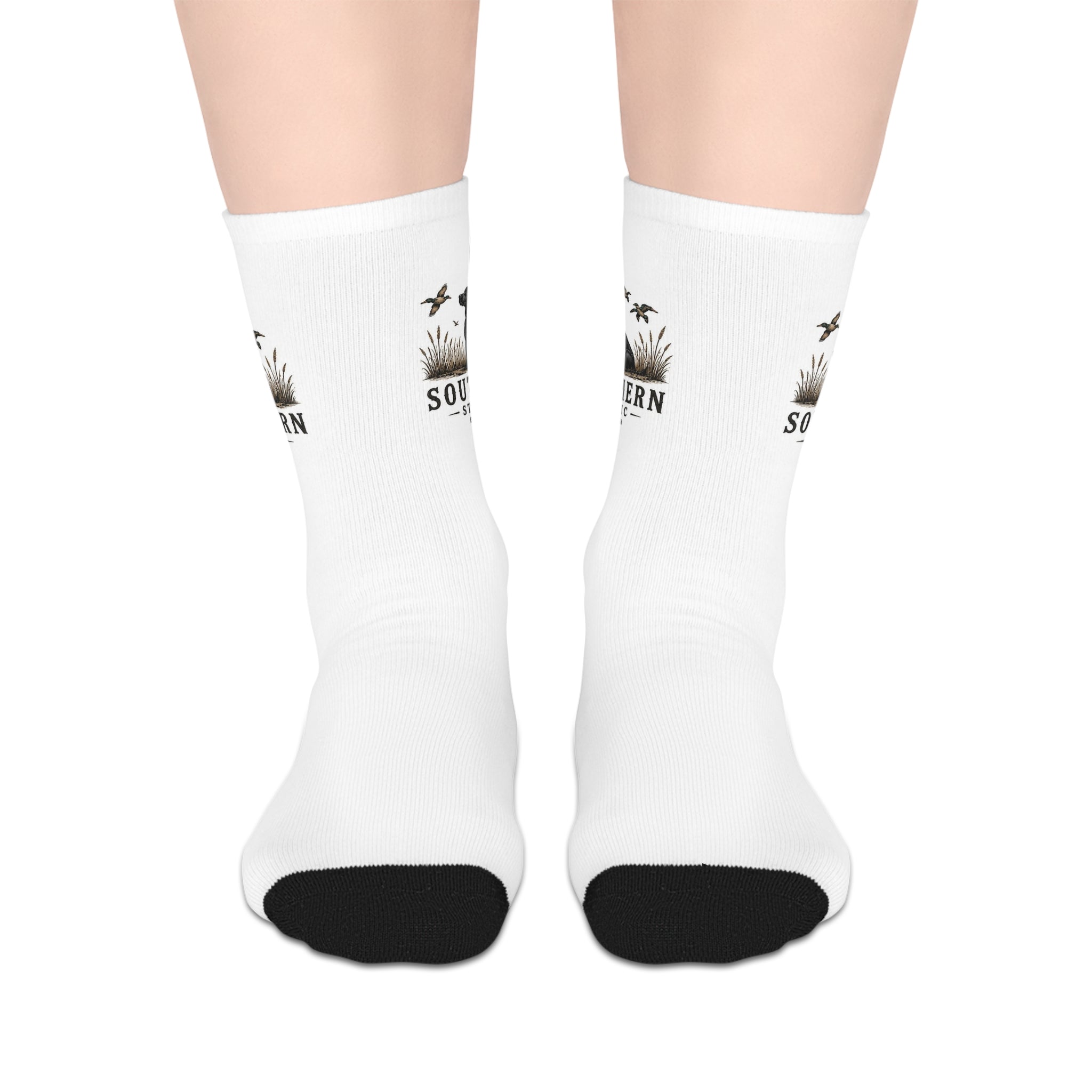 Southern Roots Mid-Length Socks — Palm Trees & Sunset Graphic