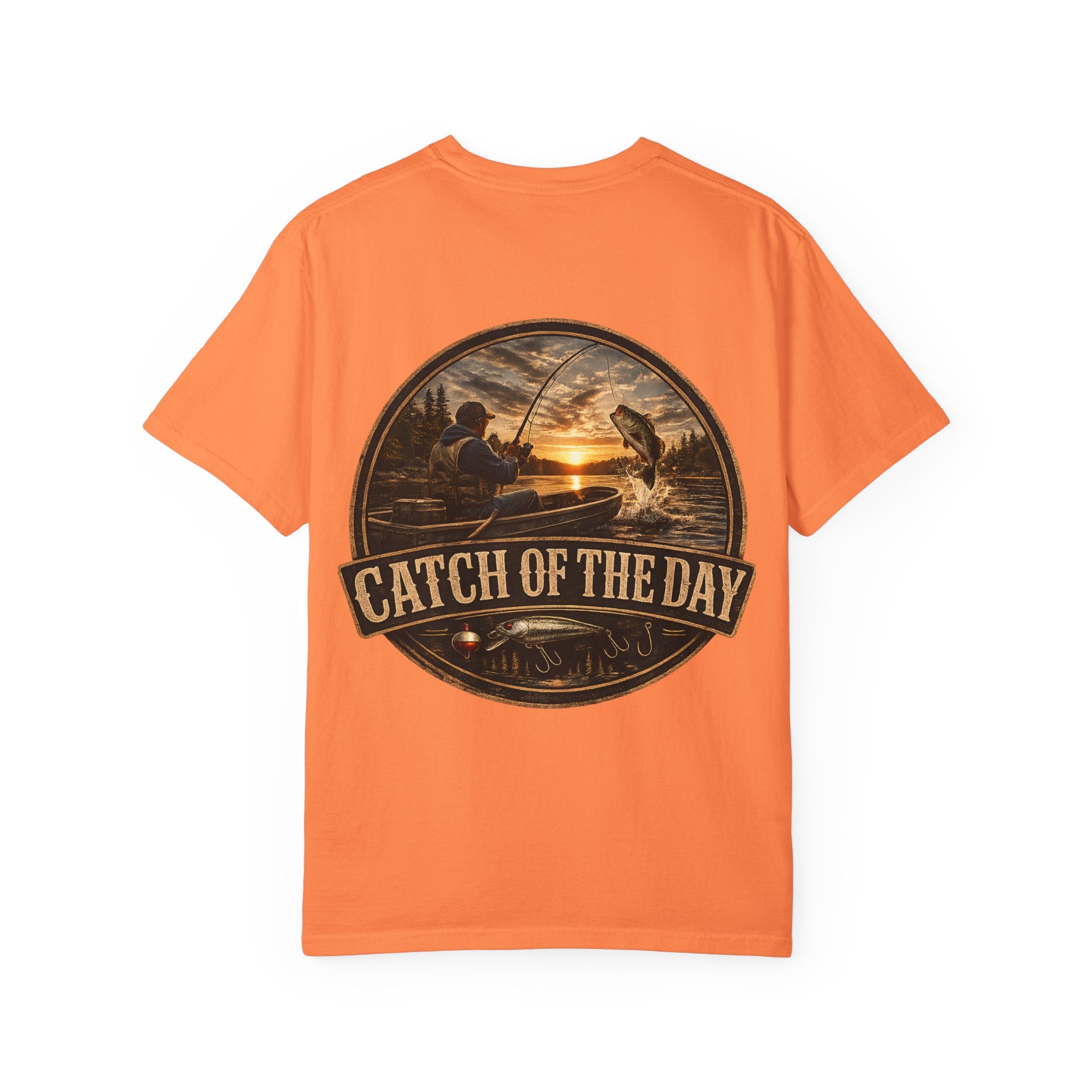 Catch of the Day Fishing Scene T-Shirt | Sunset Fishermen Graphic
