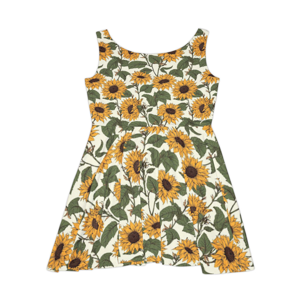 Sunflower Crop-Top Skater Dress — Floral Summer Dress for Women