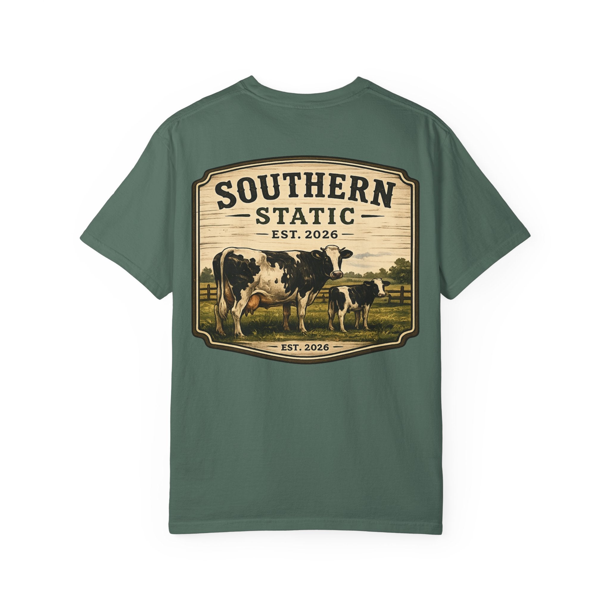 Southern Static Cow Farm T-Shirt — Vintage Ranch Graphic Tee