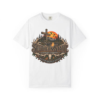 T-Shirt — Southern Static Rustic Cross Sunset Graphic Tee