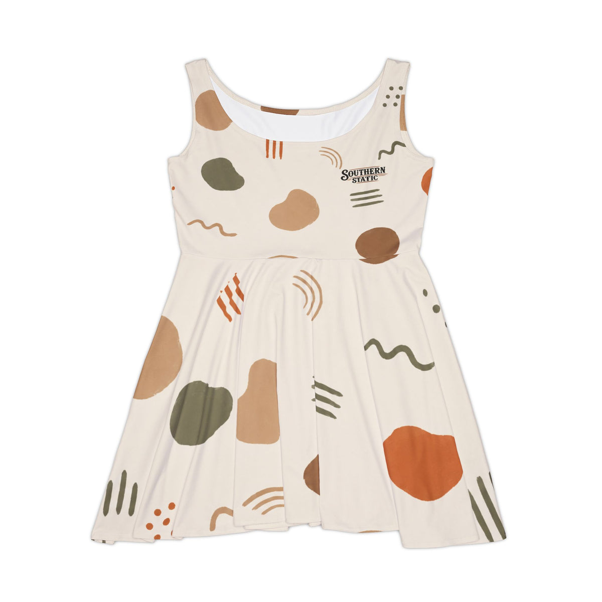 Abstract Earth Tone Shapes Skater Dress | AOP