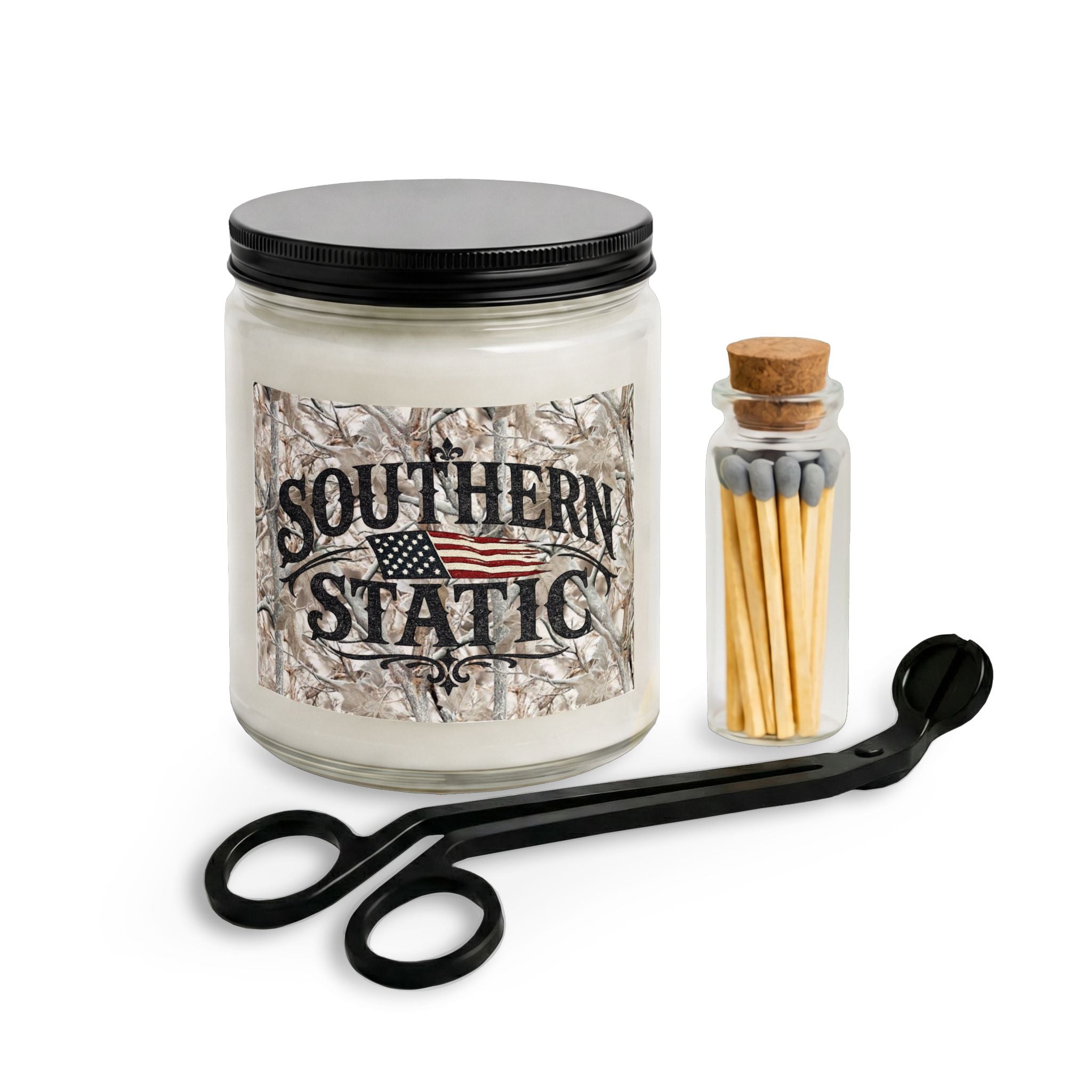 Southern Static Candle Set | Jar Candle with Matches and Wick Trimmer
