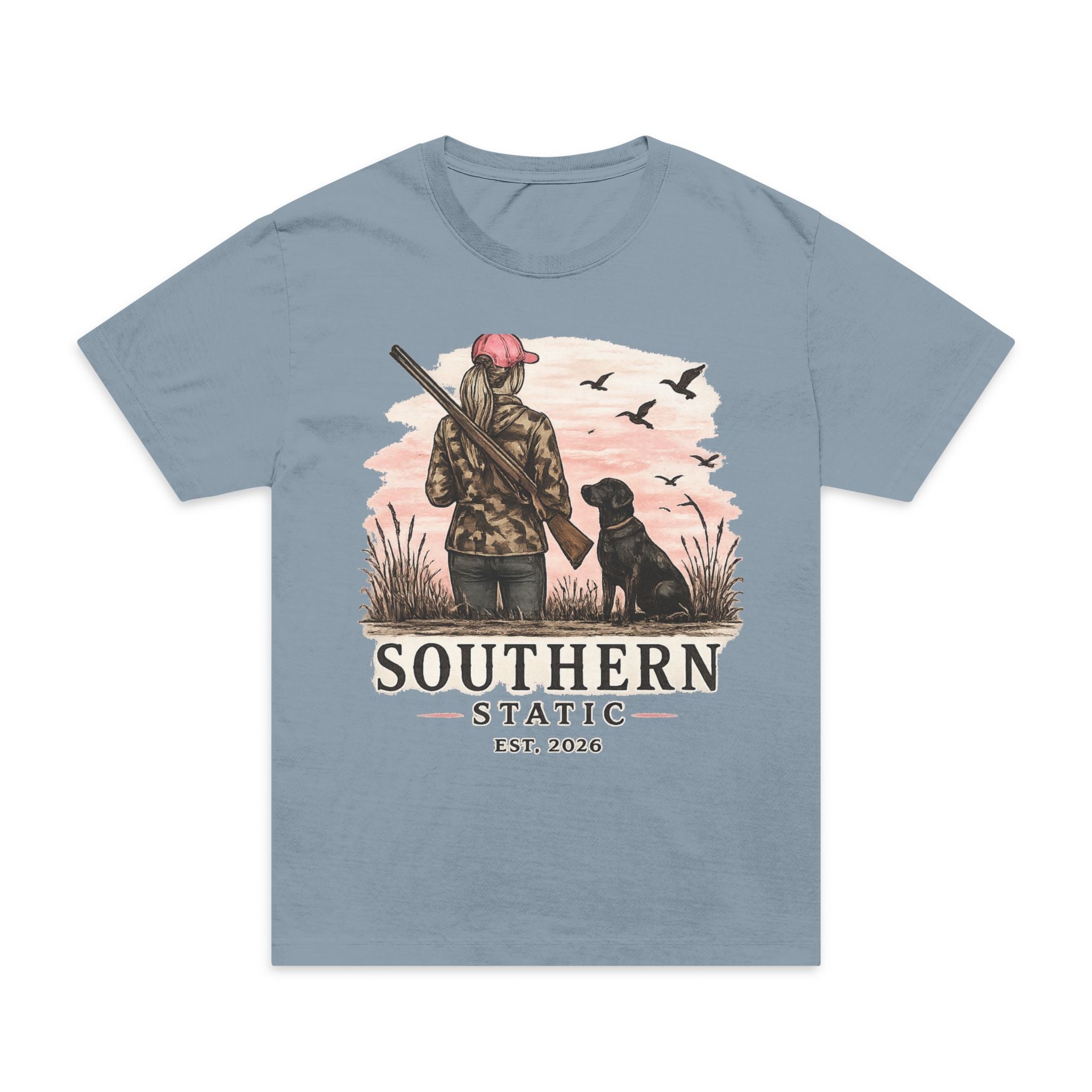Girl’s T-Shirt — Southern Static Hunting Graphic Tee (dog, hunter, est. 2016)