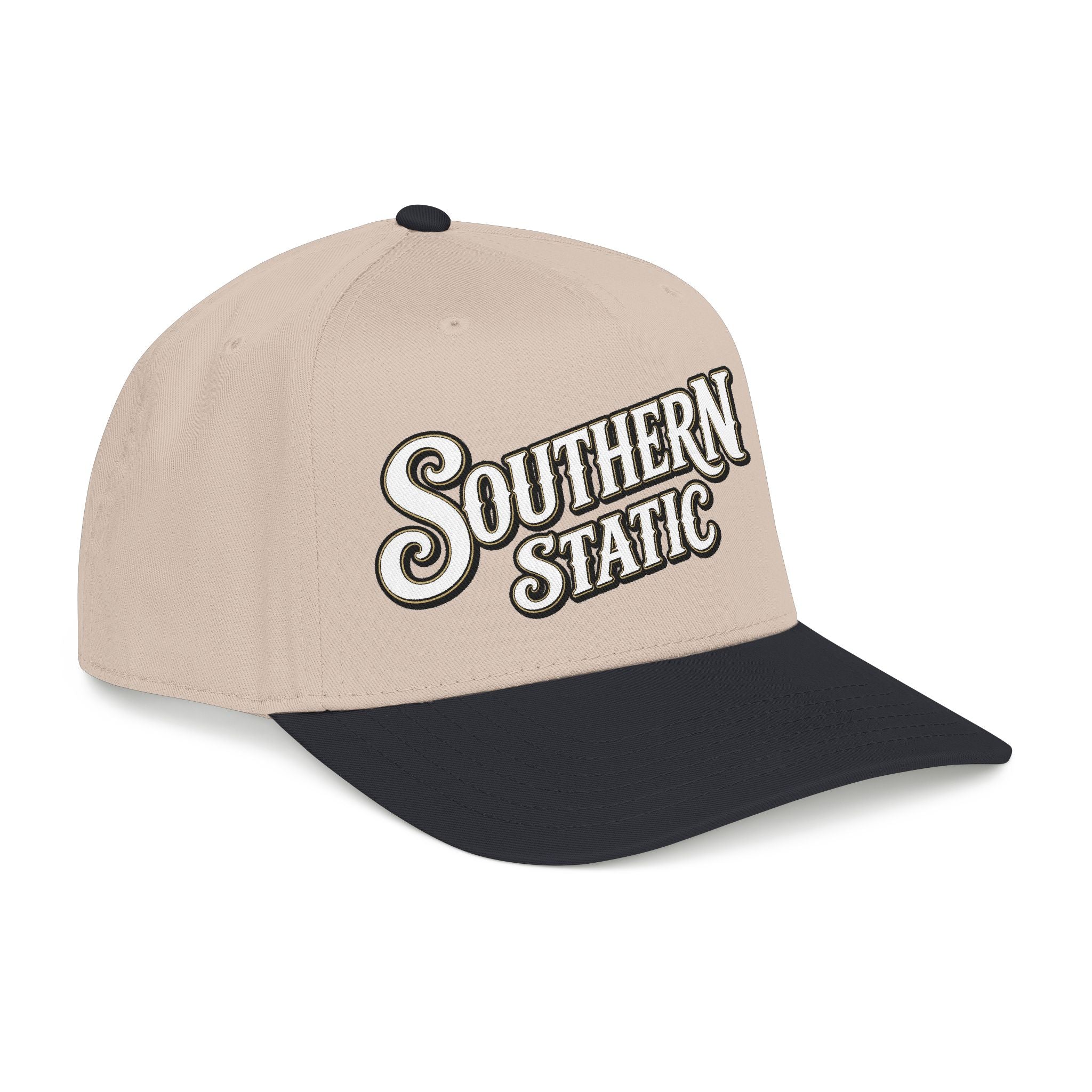 Southern Static Embroidered Baseball Cap — Vintage Script Trucker Hat
