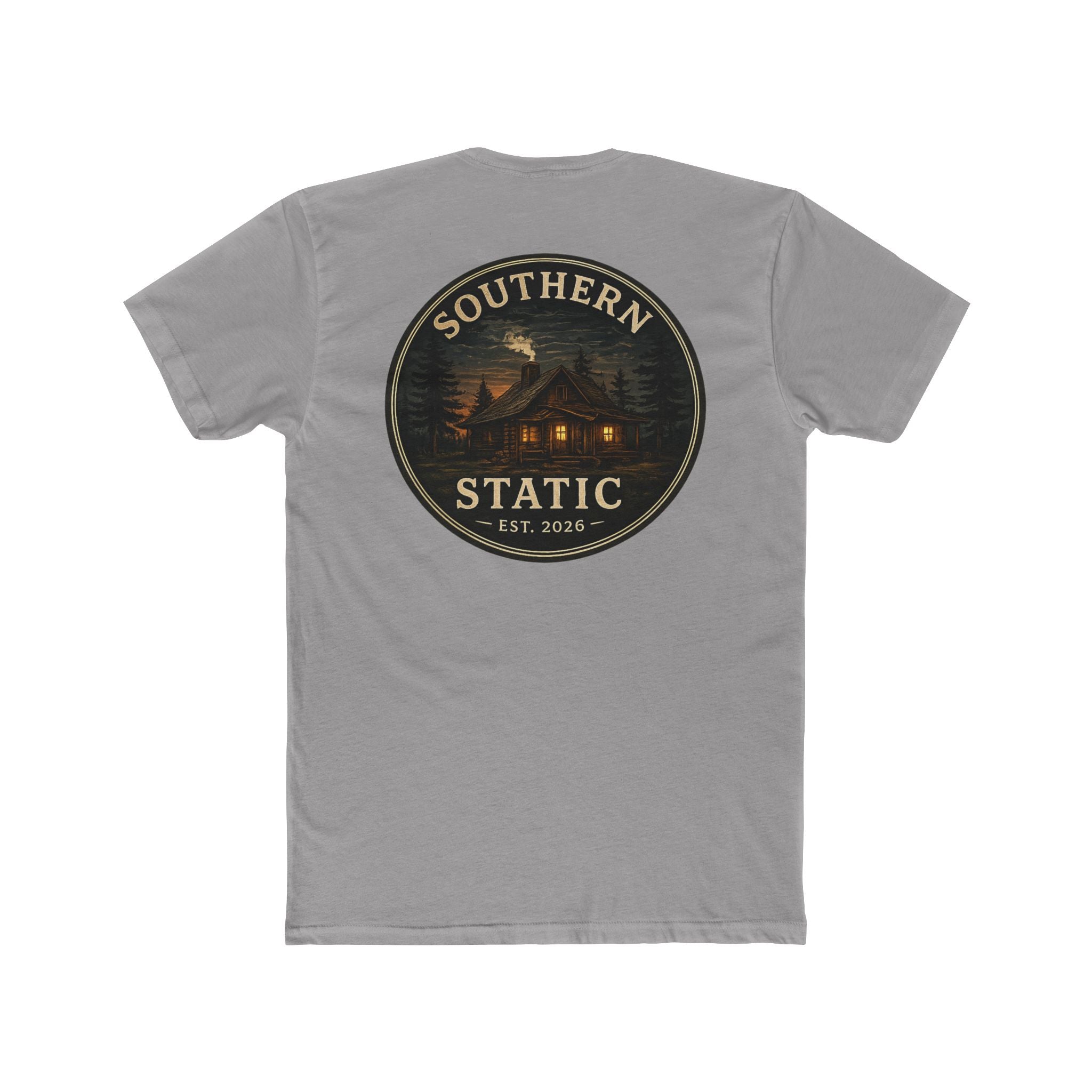 Southern Static Cabin Tee — Rustic Mountain Logo T-Shirt