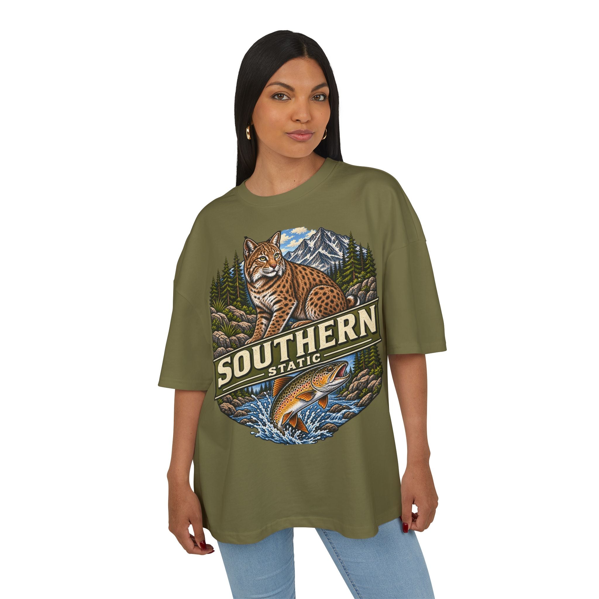 Southern Static Wildlife Tee — Bobcat & Trout Outdoor Graphic Shirt