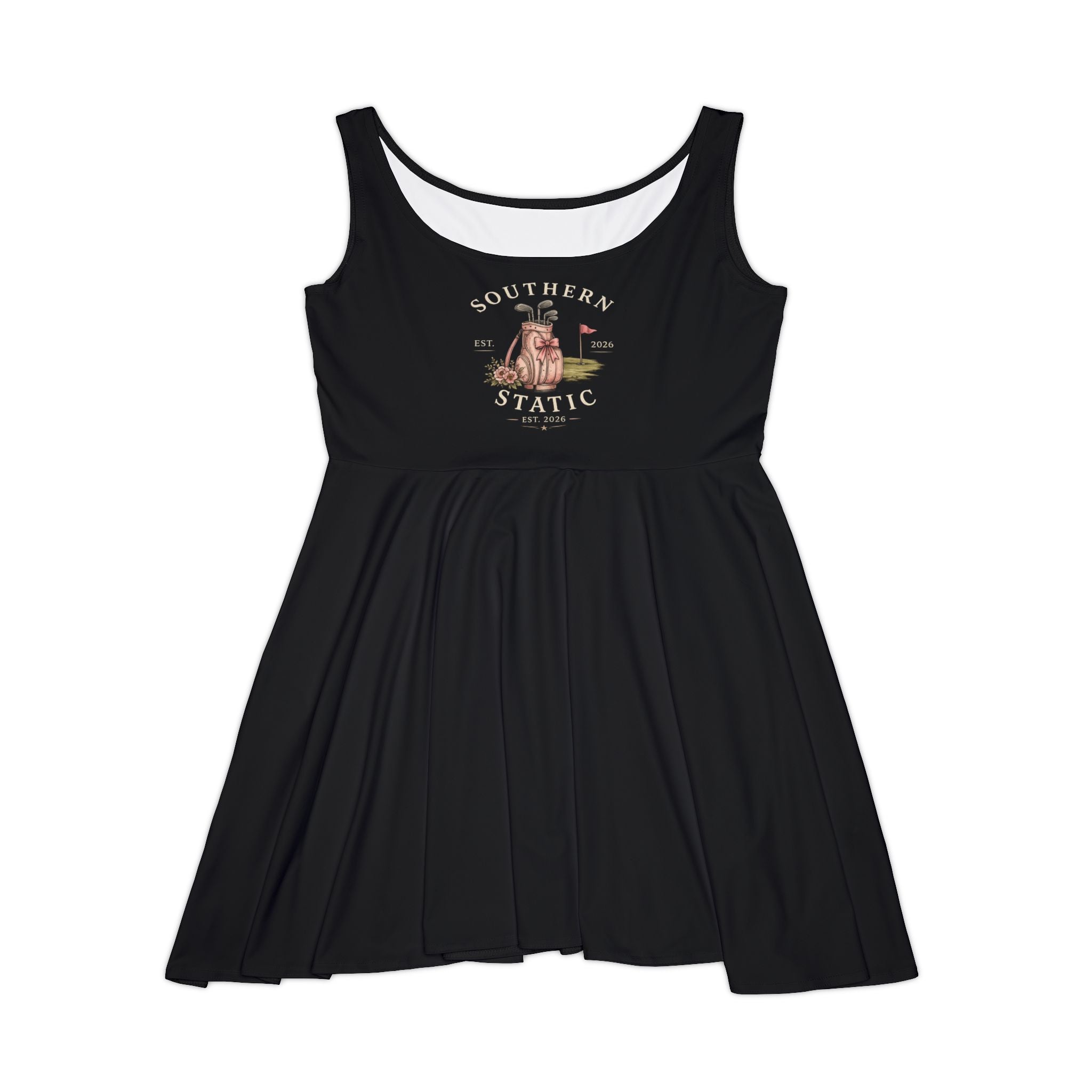 Southern Static Black Skater Dress – Vintage Motorcycle Graphic