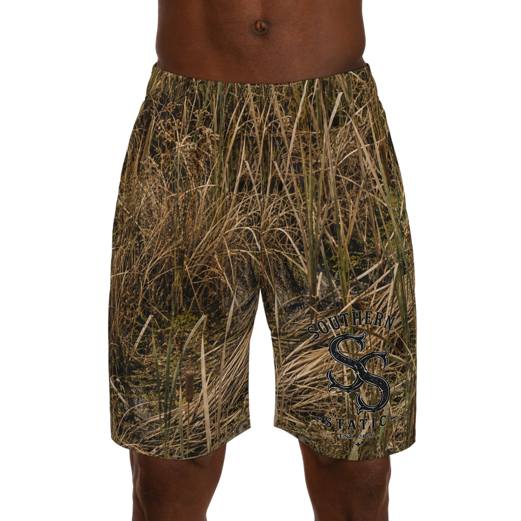 Camouflage Grass Print Jogger Shorts