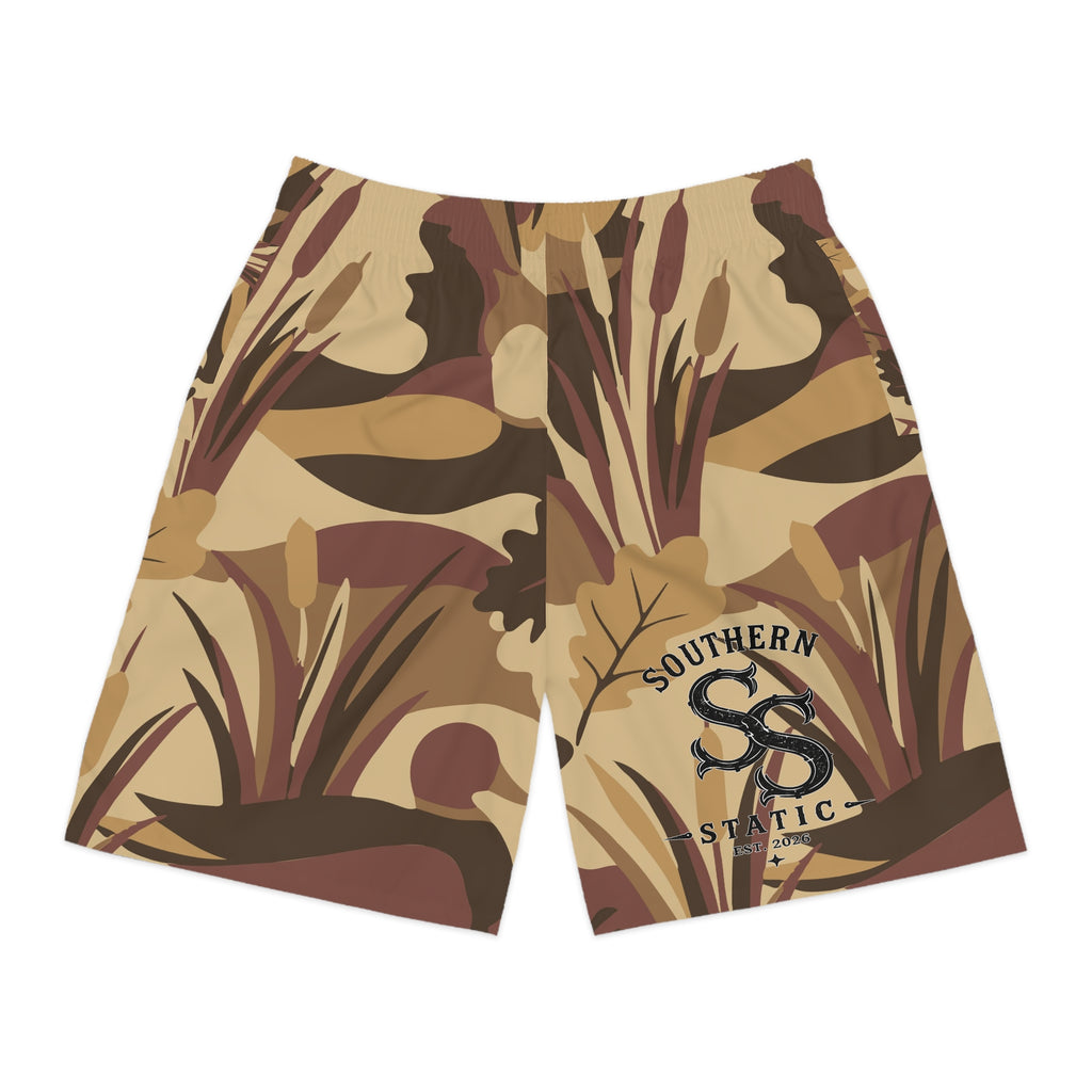 Camo Nature Print Jogger Shorts — Desert Woodland All-Over Men’s Shorts