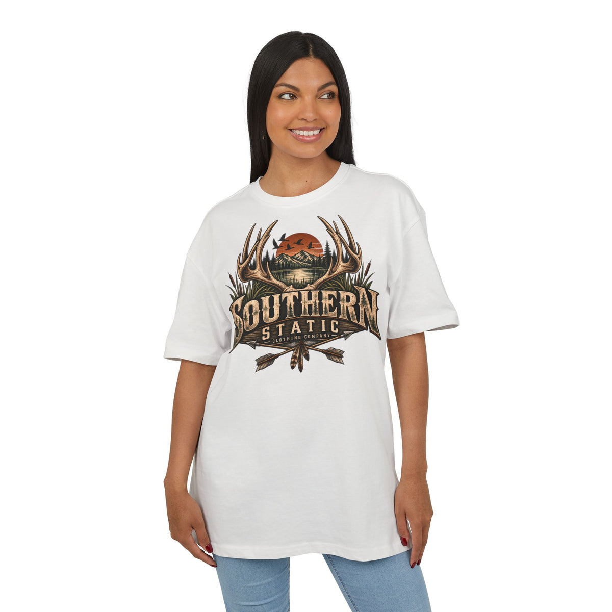 Southern Static Graphic Tee — Vintage Hunting Antlers Shirt