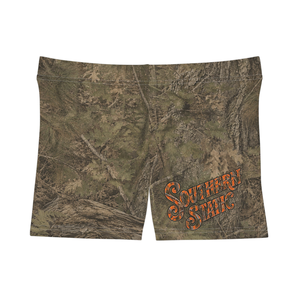 Camo "Southern Stays" Women's Athletic Shorts — All-Over Print Outdoor Lounge Shorts