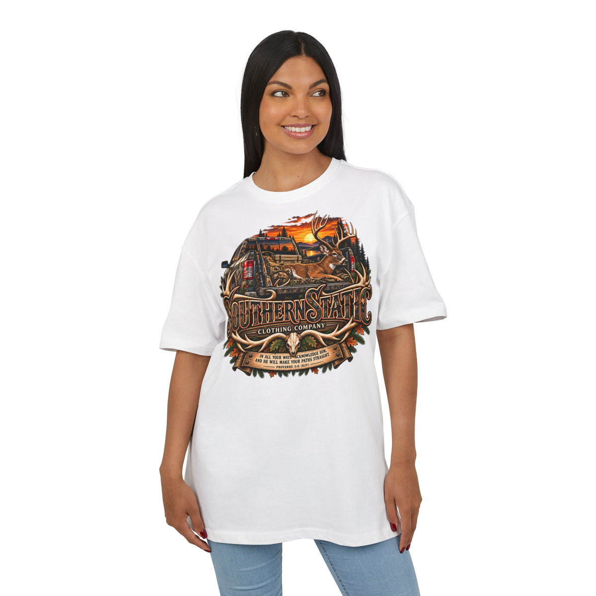 Southern Static Vintage Truck Tee — Retro Sunset Pickup Graphic T-Shirt