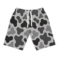 Gray Camouflage Pattern Athletic Long Shorts | Camo Print Shorts