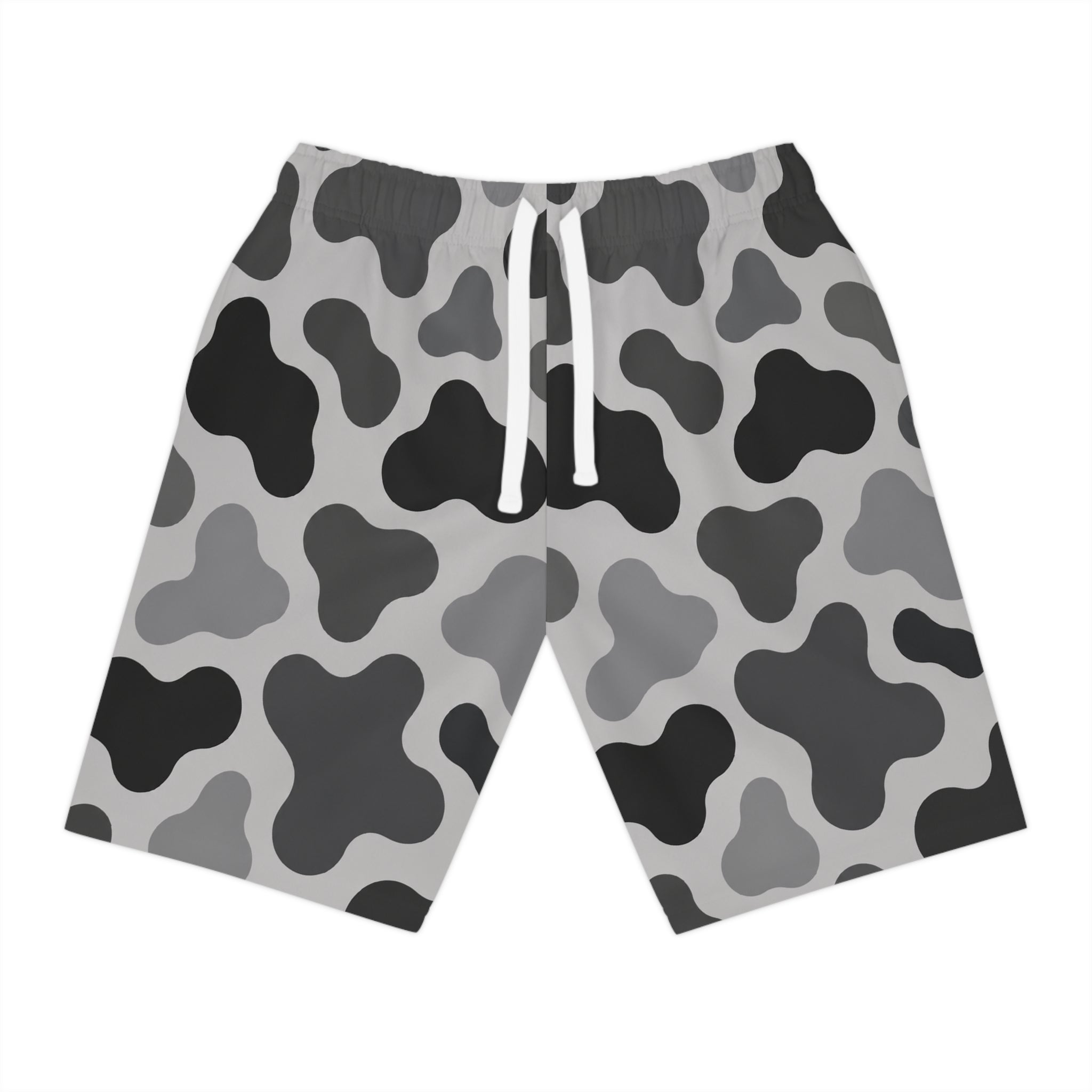 Gray Camouflage Pattern Athletic Long Shorts | Camo Print Shorts