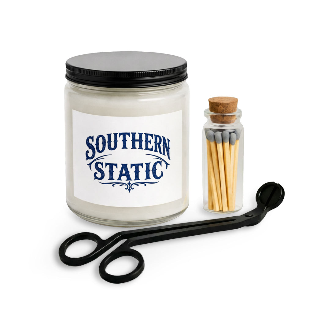 Southern Static Candle Set | Jar Candle with Matches and Wick Trimmer