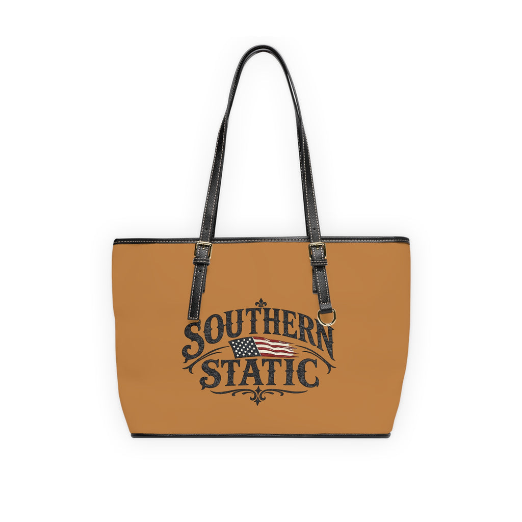 Southern Static PU Leather Shoulder Bag – American Flag Logo Tote