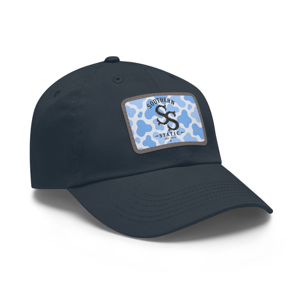 Southern Static Blue Camo Leather Patch Dad Hat