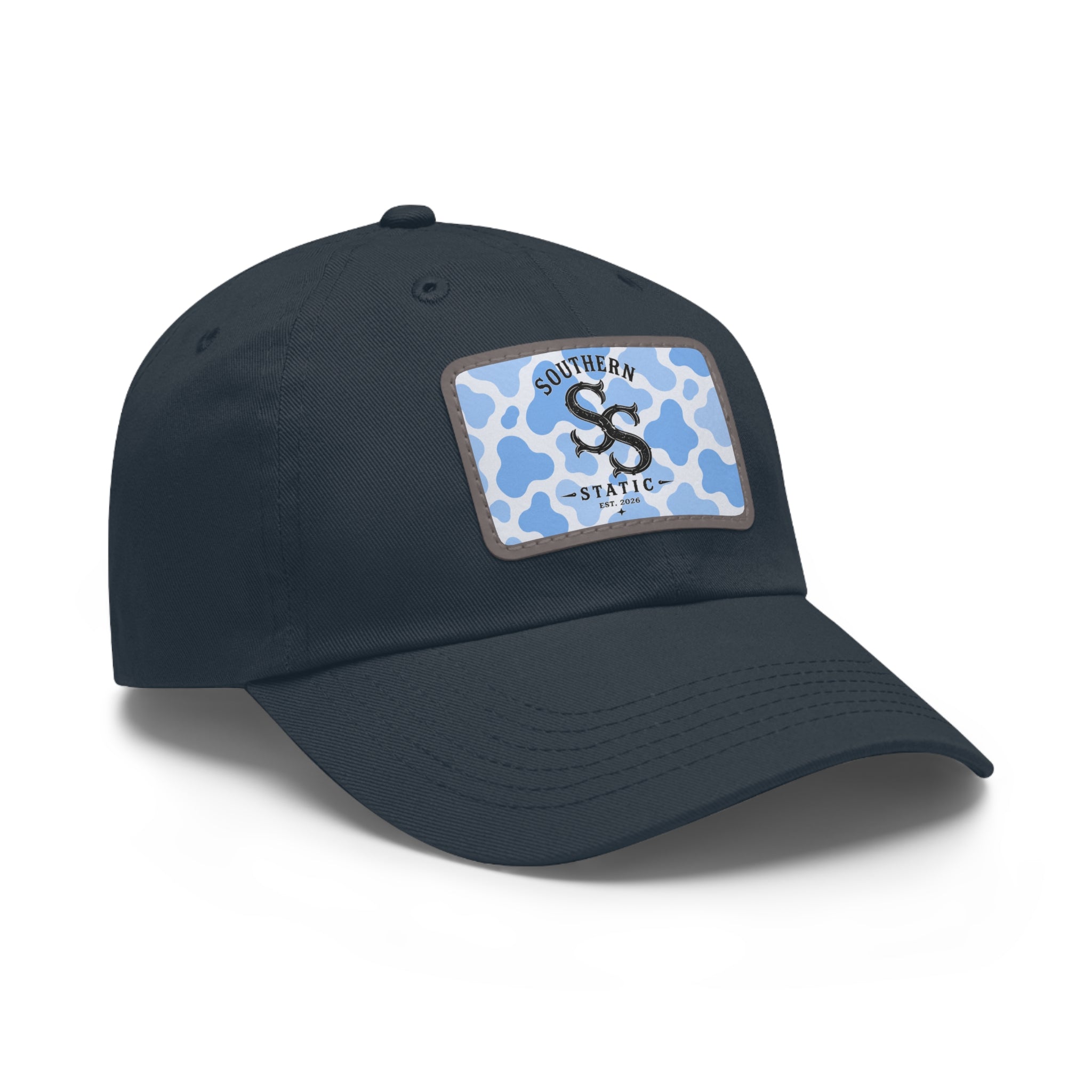 Southern Static Blue Camo Leather Patch Dad Hat