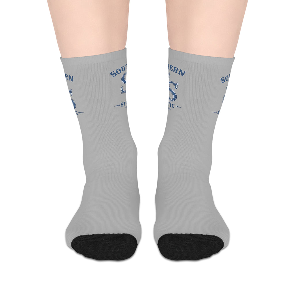 Southern Music Club Mid-Length Socks — Vintage Blue Logo Crew Socks