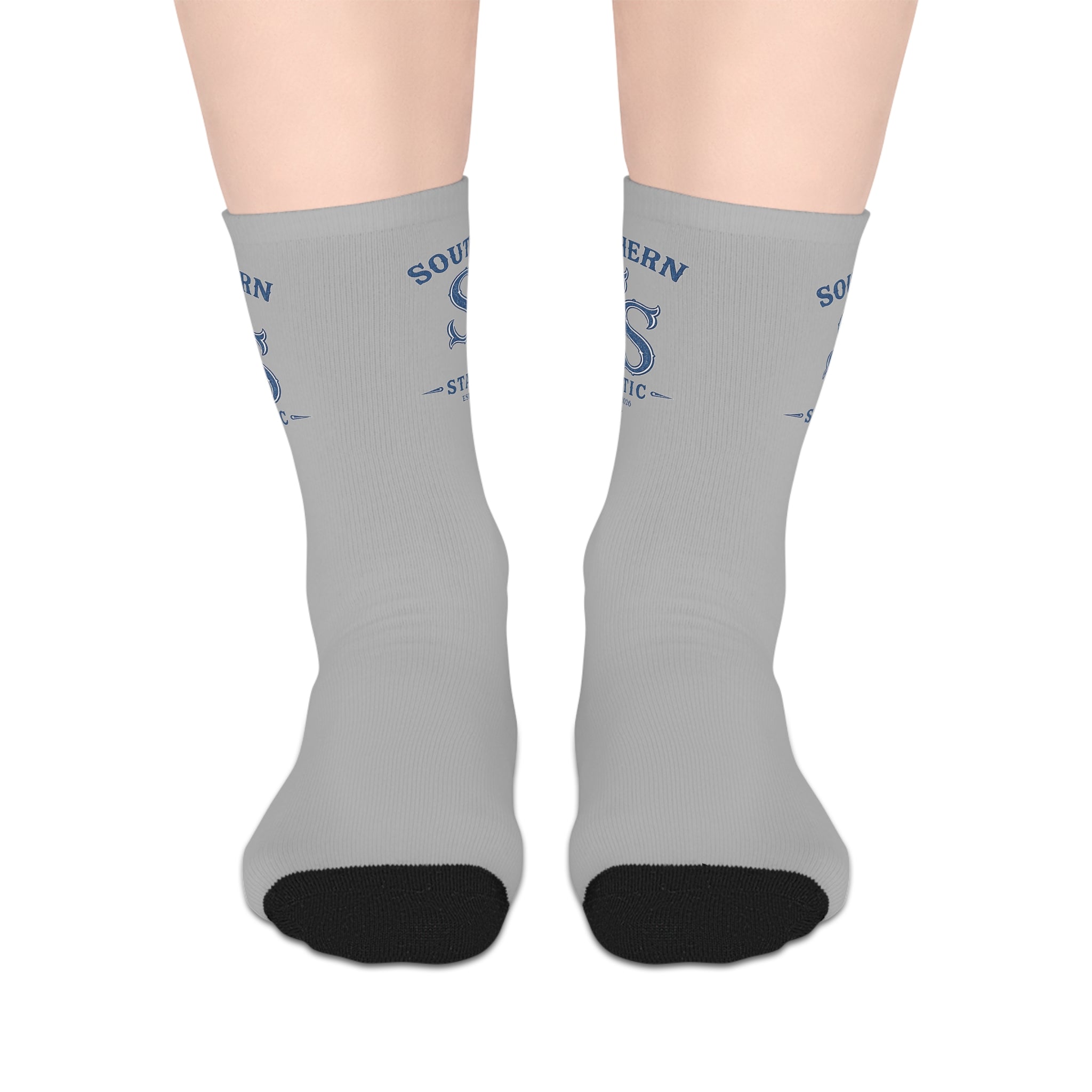 Southern Music Club Mid-Length Socks — Vintage Blue Logo Crew Socks