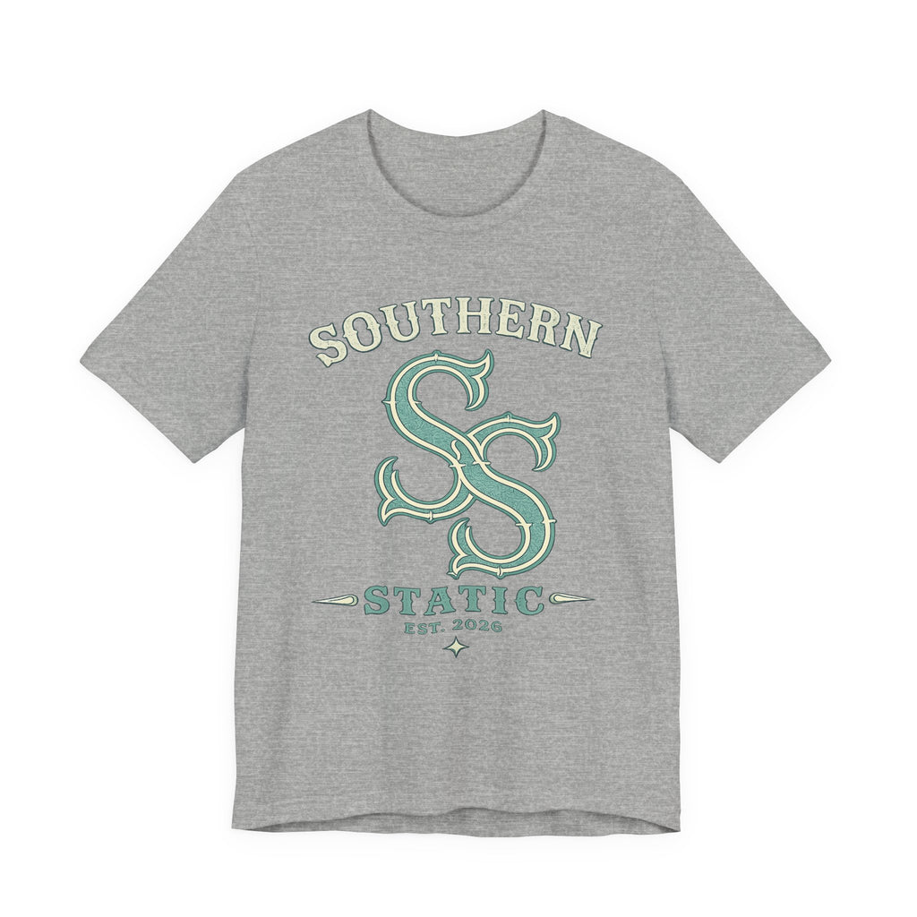 Southern Static Logo Tee — Retro Green Graphic T-Shirt
