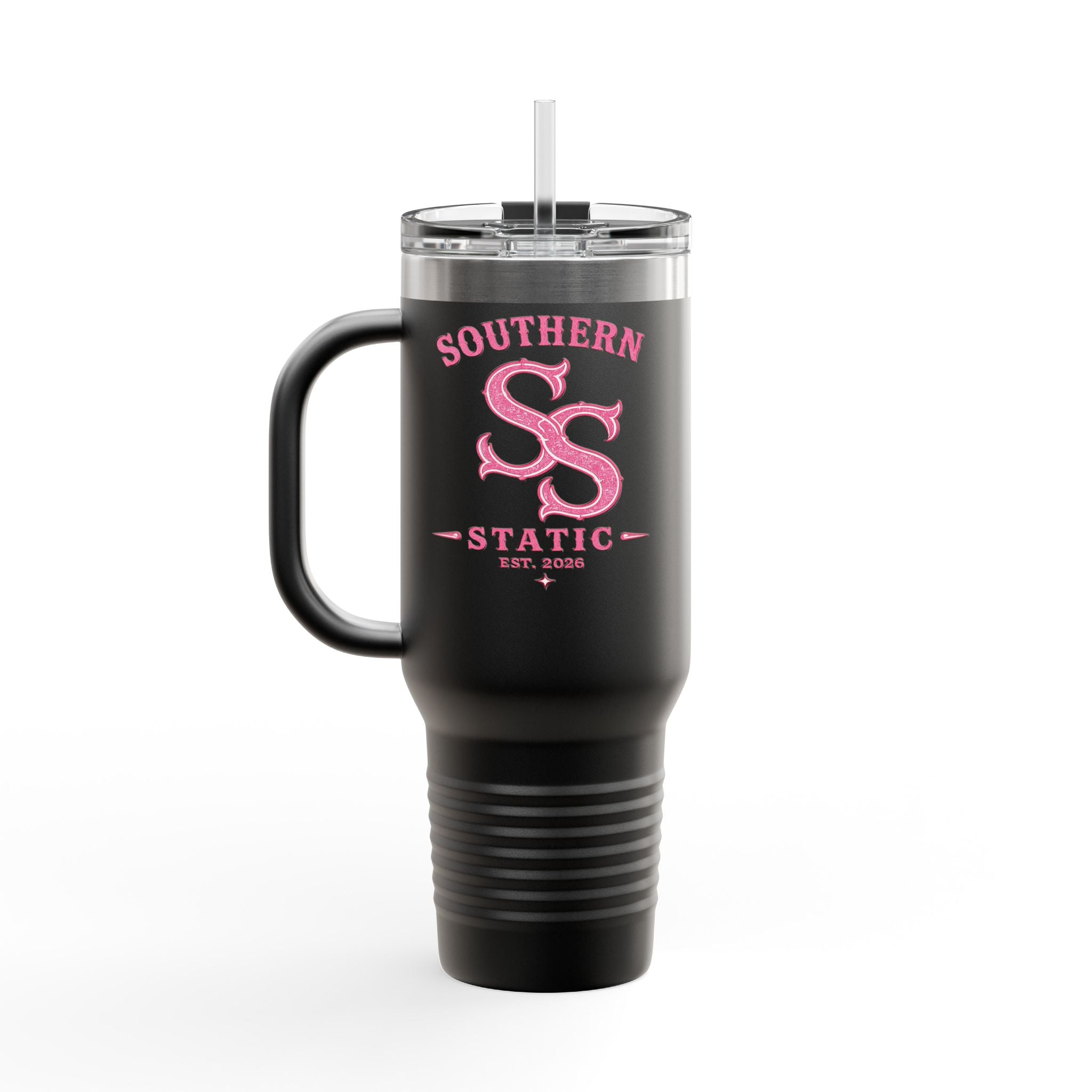 40oz Insulated Travel Mug — Southern Static Pink Logo