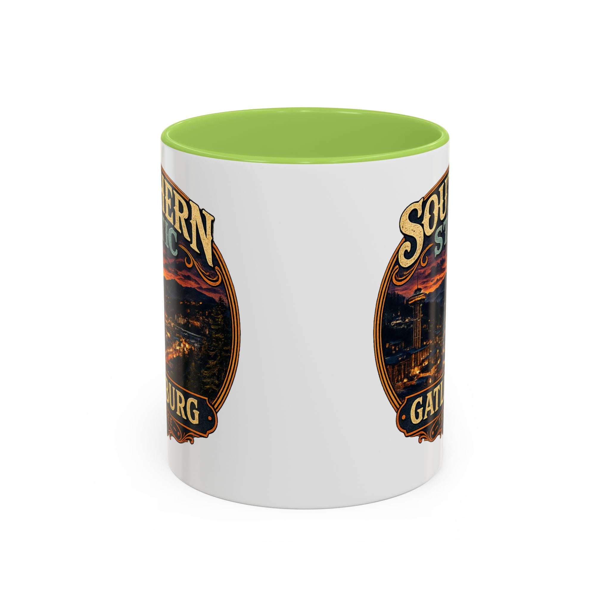 Southern Static Gatlinburg Coffee Mug | Scenic Tennessee Mountains, Night Skyline