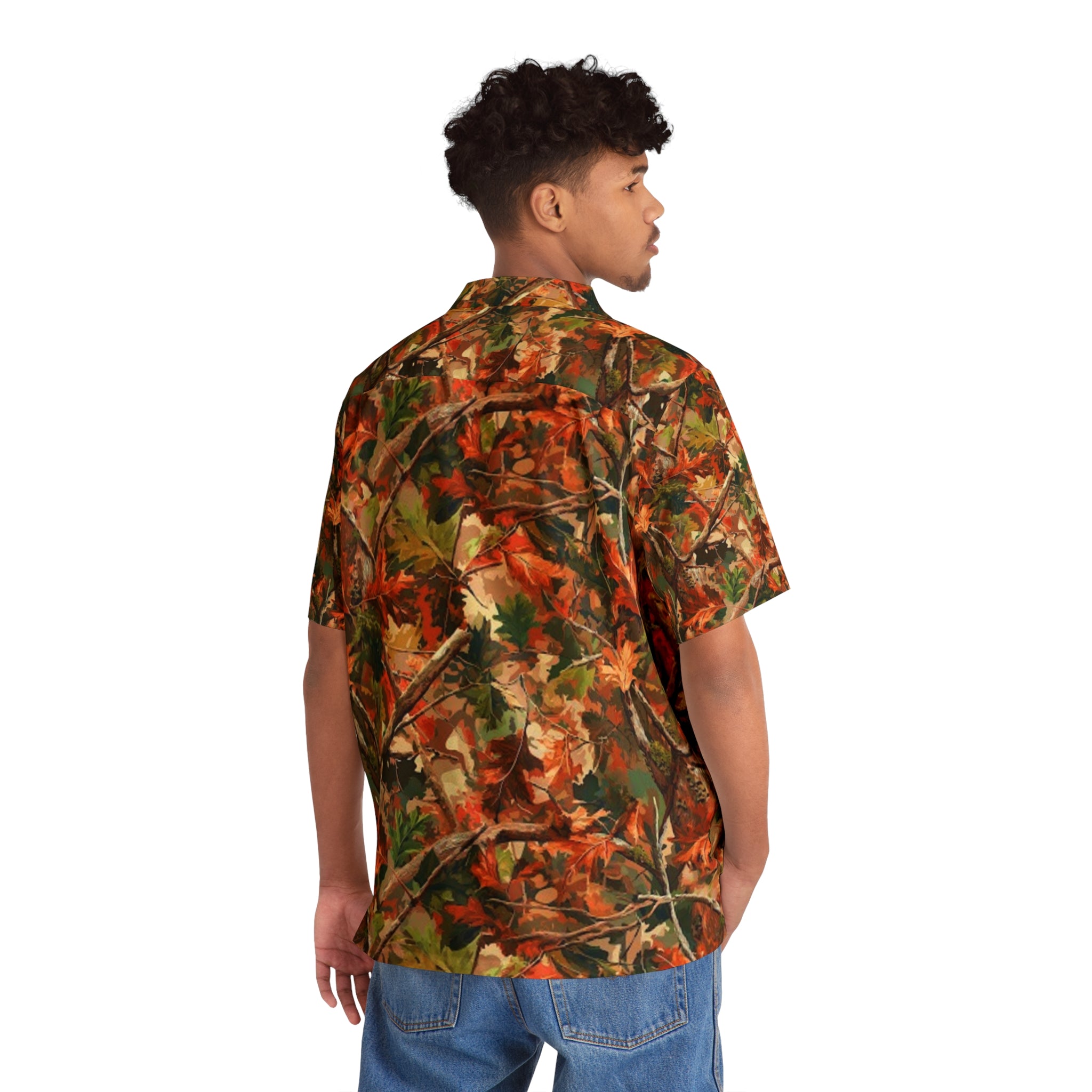 Autumn Camo Hawaiian Shirt — Leafy Fall Print AOP