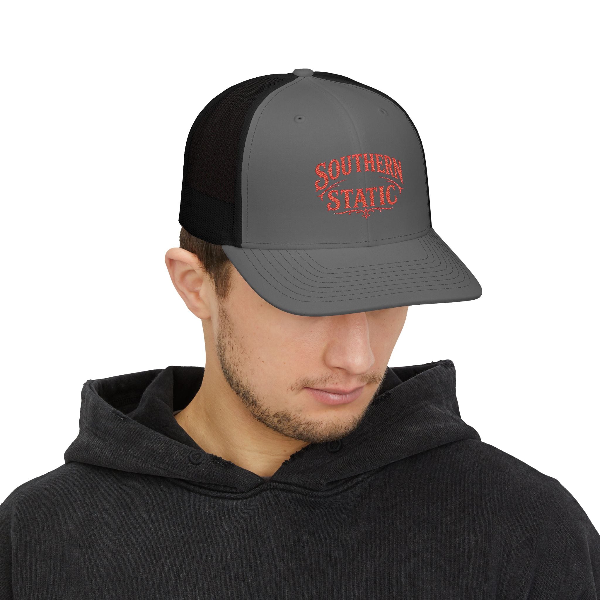Southern Static Snapback Cap | Trucker Hat, Embroidered Logo, Retro Country