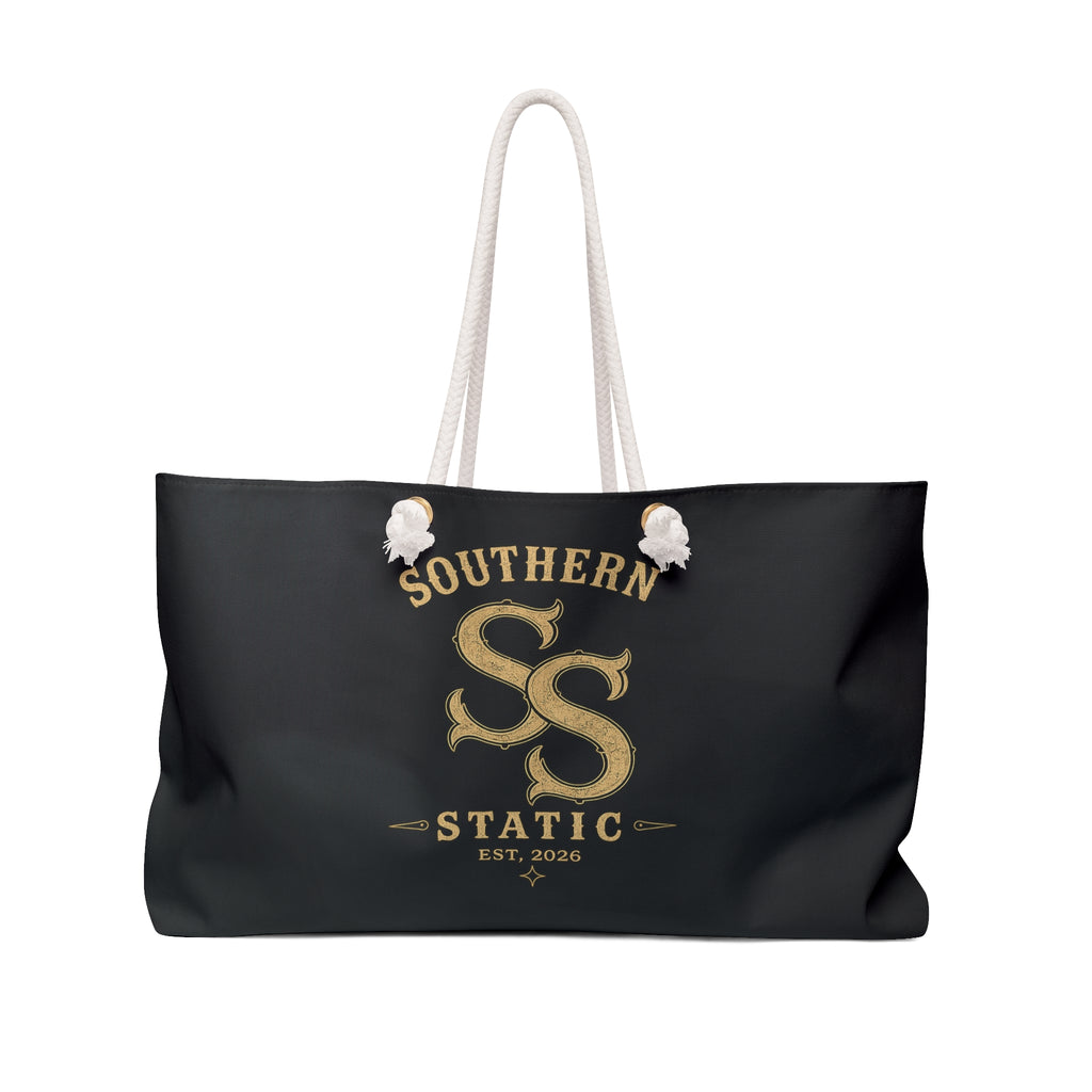 Southern Static Weekender Bag — Vintage Gold Logo Travel Tote