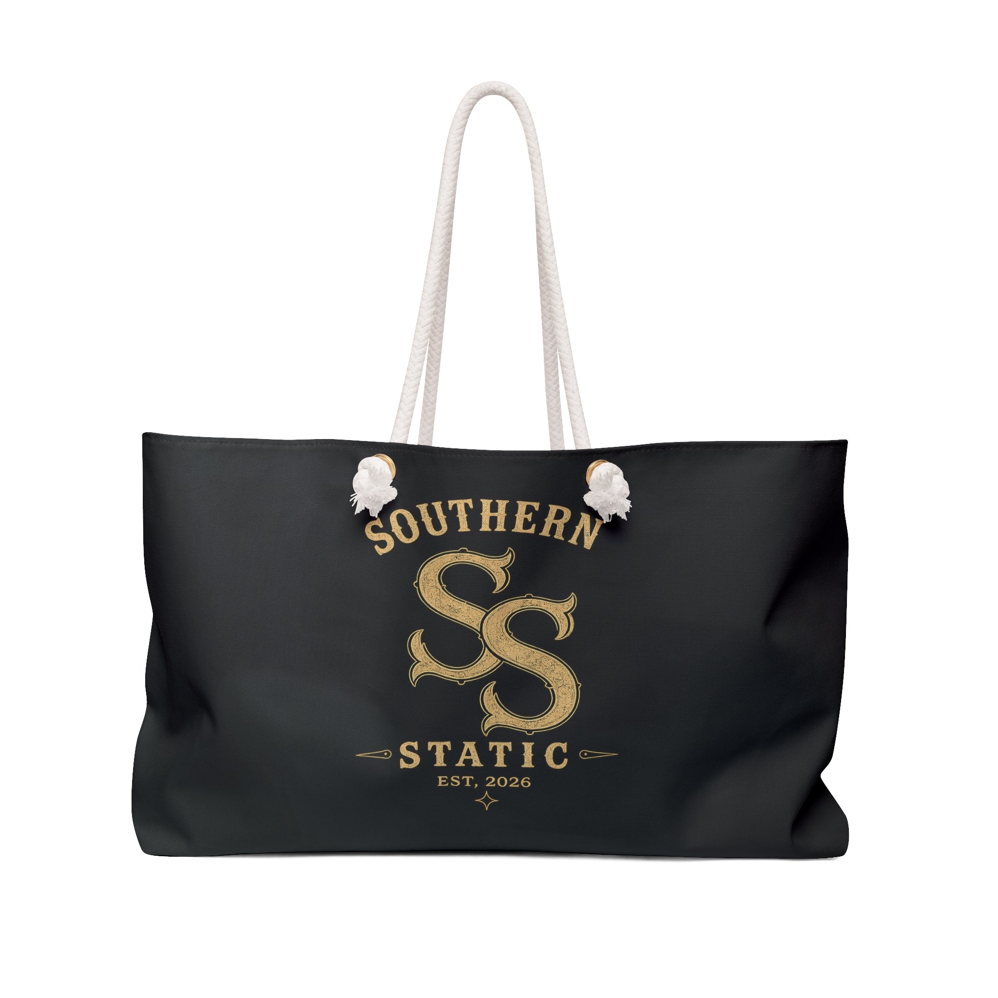 Southern Static Weekender Bag — Vintage Gold Logo Travel Tote