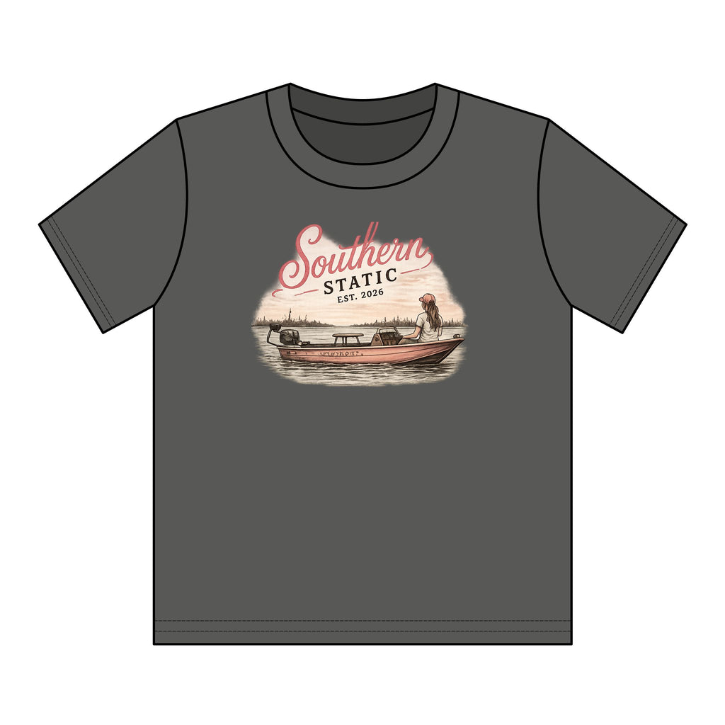 Girl’s Youth T‑Shirt – 'Southern Static' Bass Boat Graphic Tee
