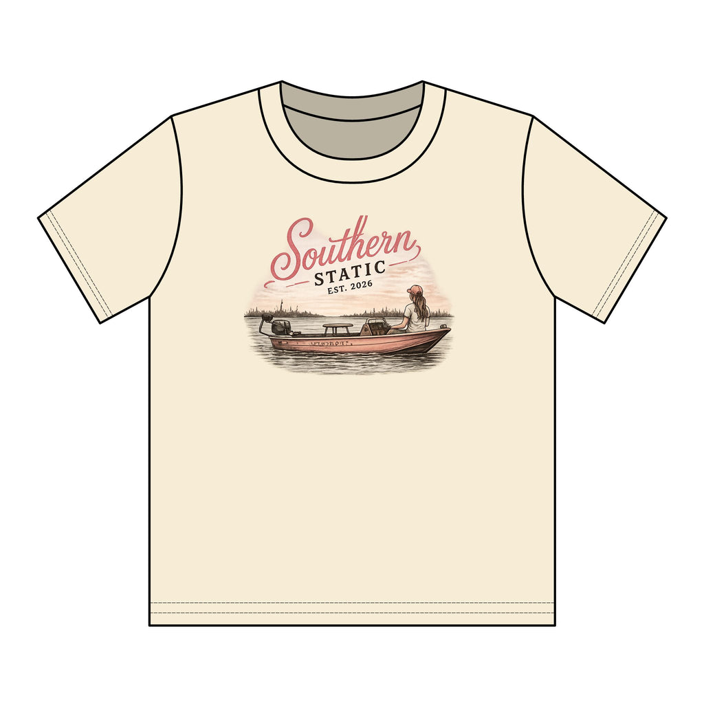 Girl’s Youth T‑Shirt – 'Southern Static' Bass Boat Graphic Tee