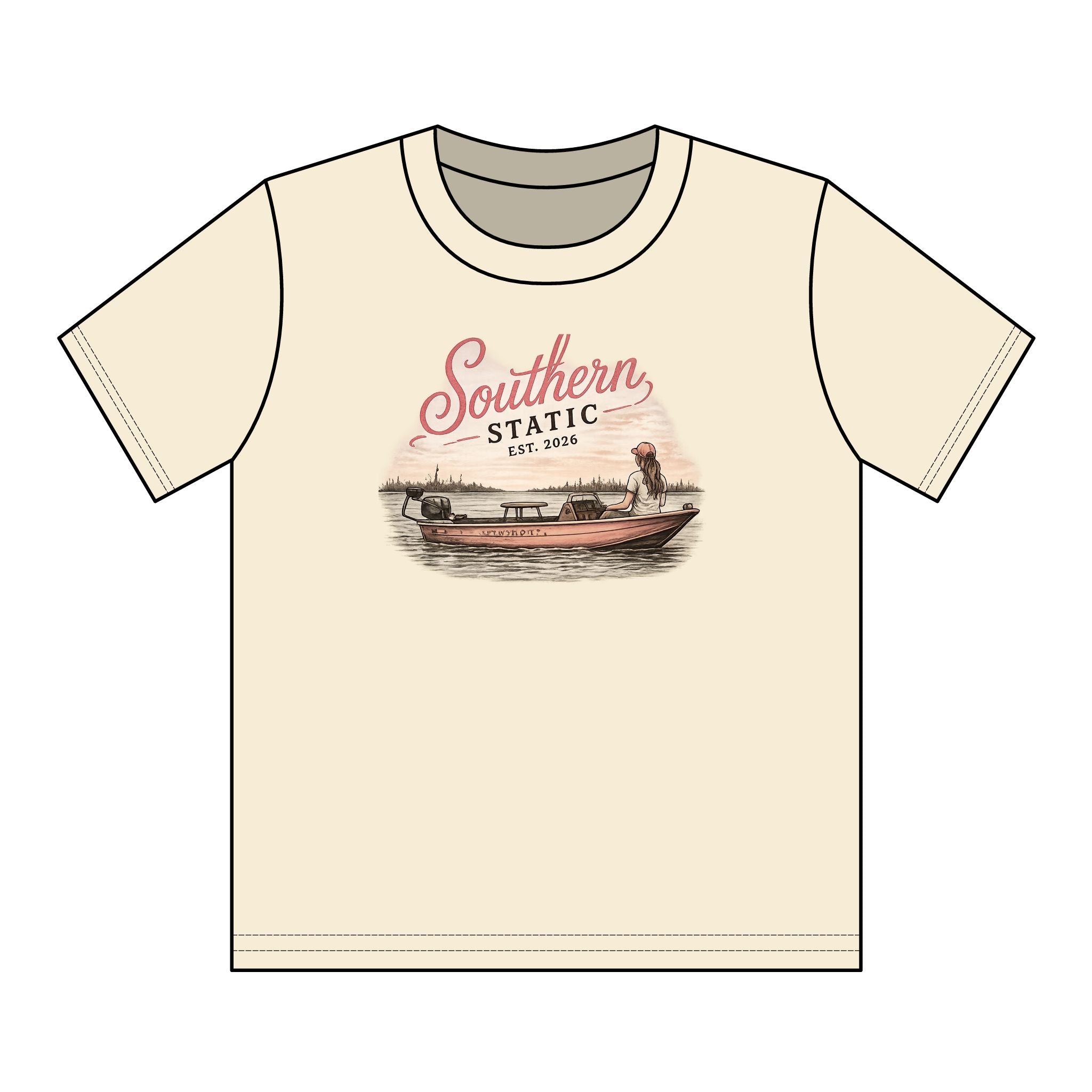 Girl’s Youth T‑Shirt – 'Southern Static' Bass Boat Graphic Tee
